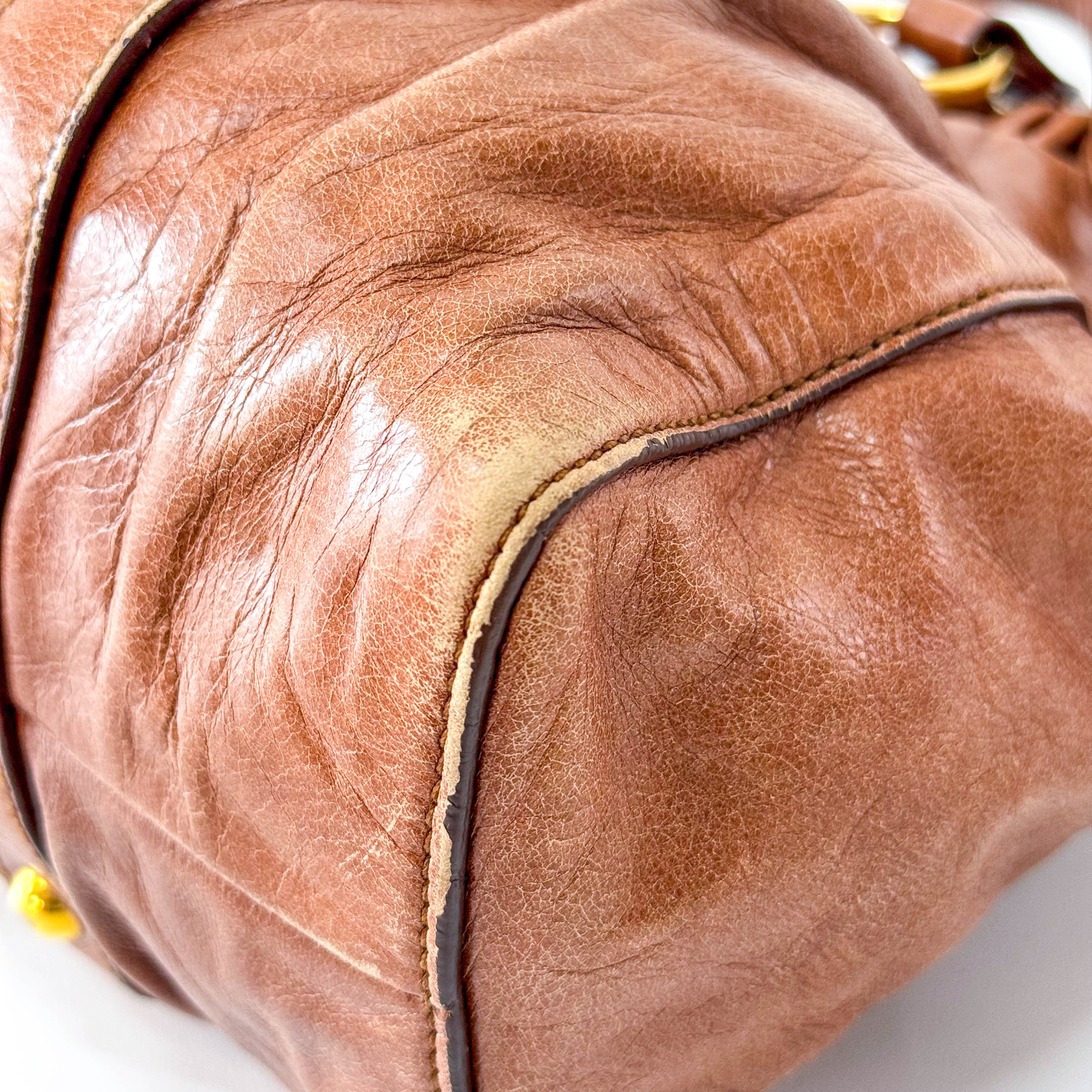 Vitello Bauletto Brown Leather Bag