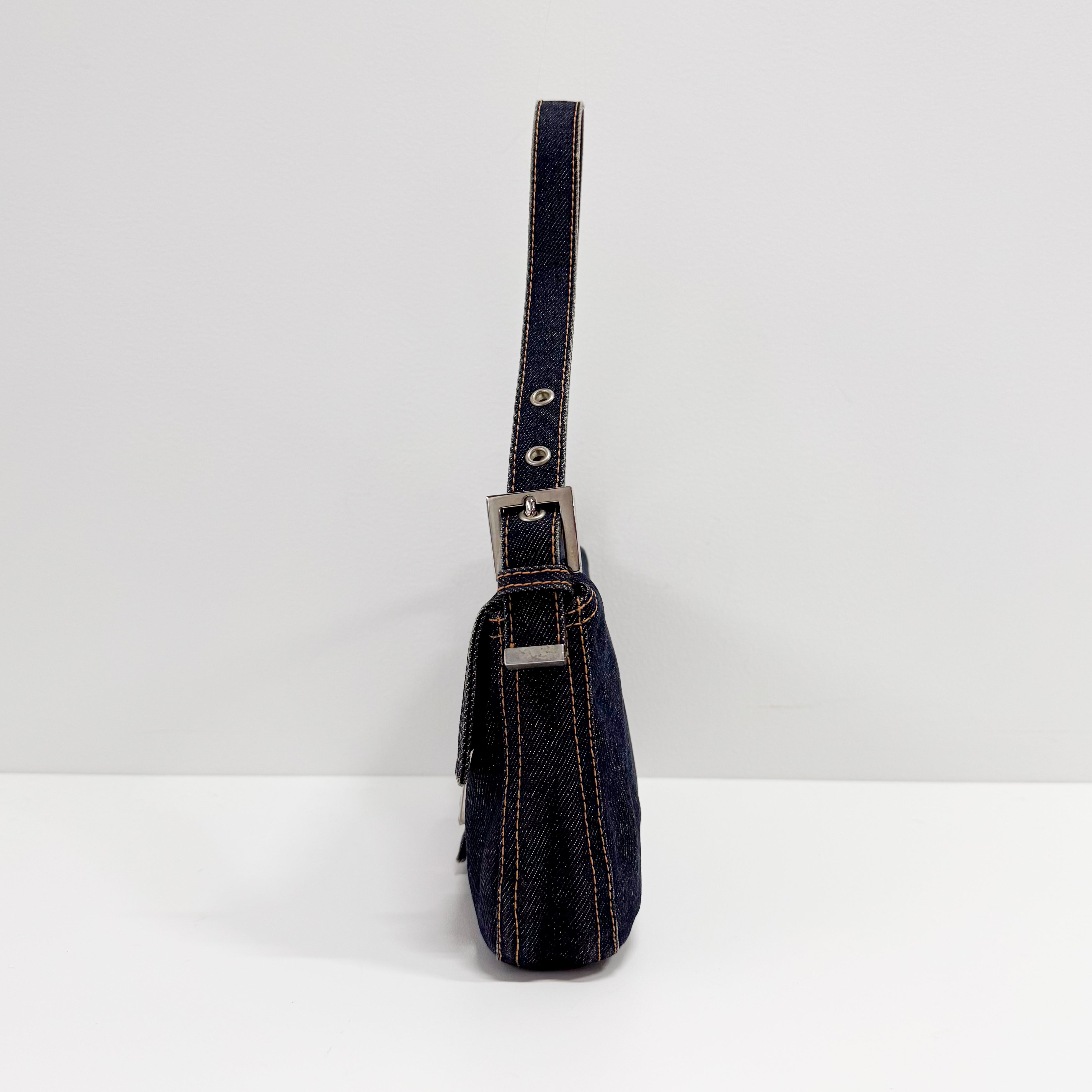 Baguette Denim Shoulder Bag