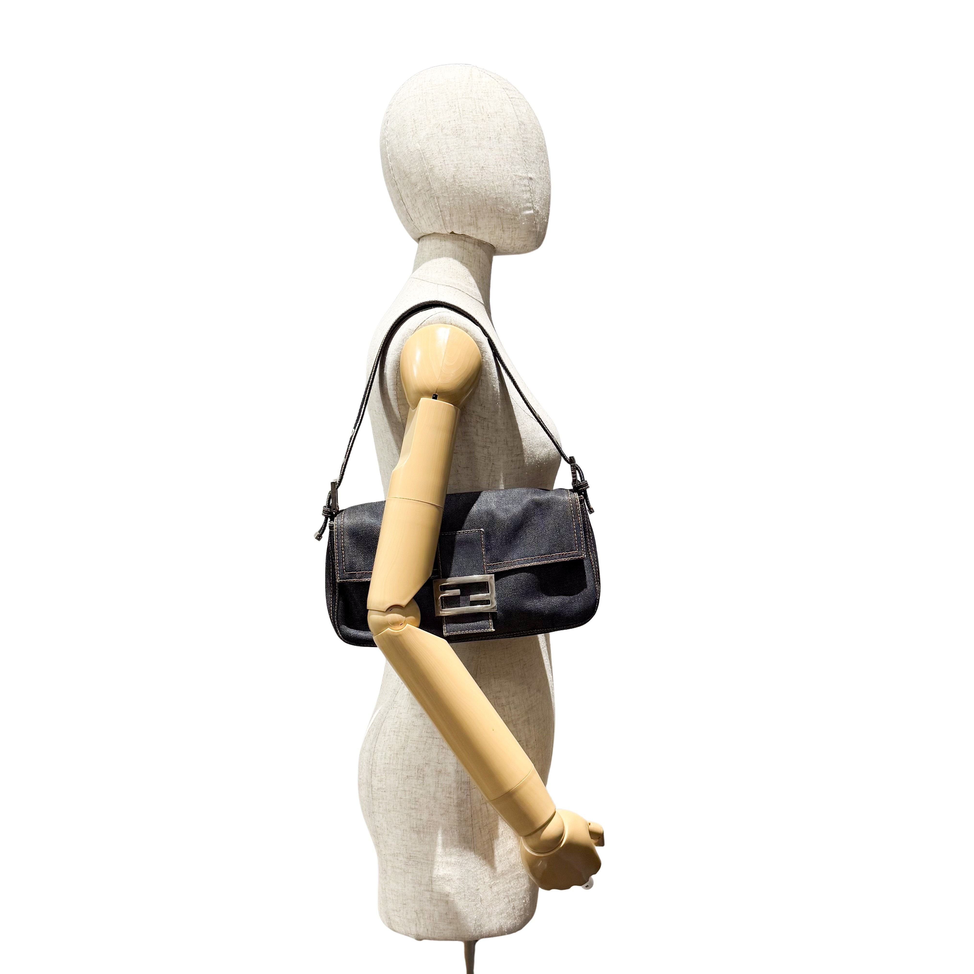 Baguette Denim Shoulder Bag