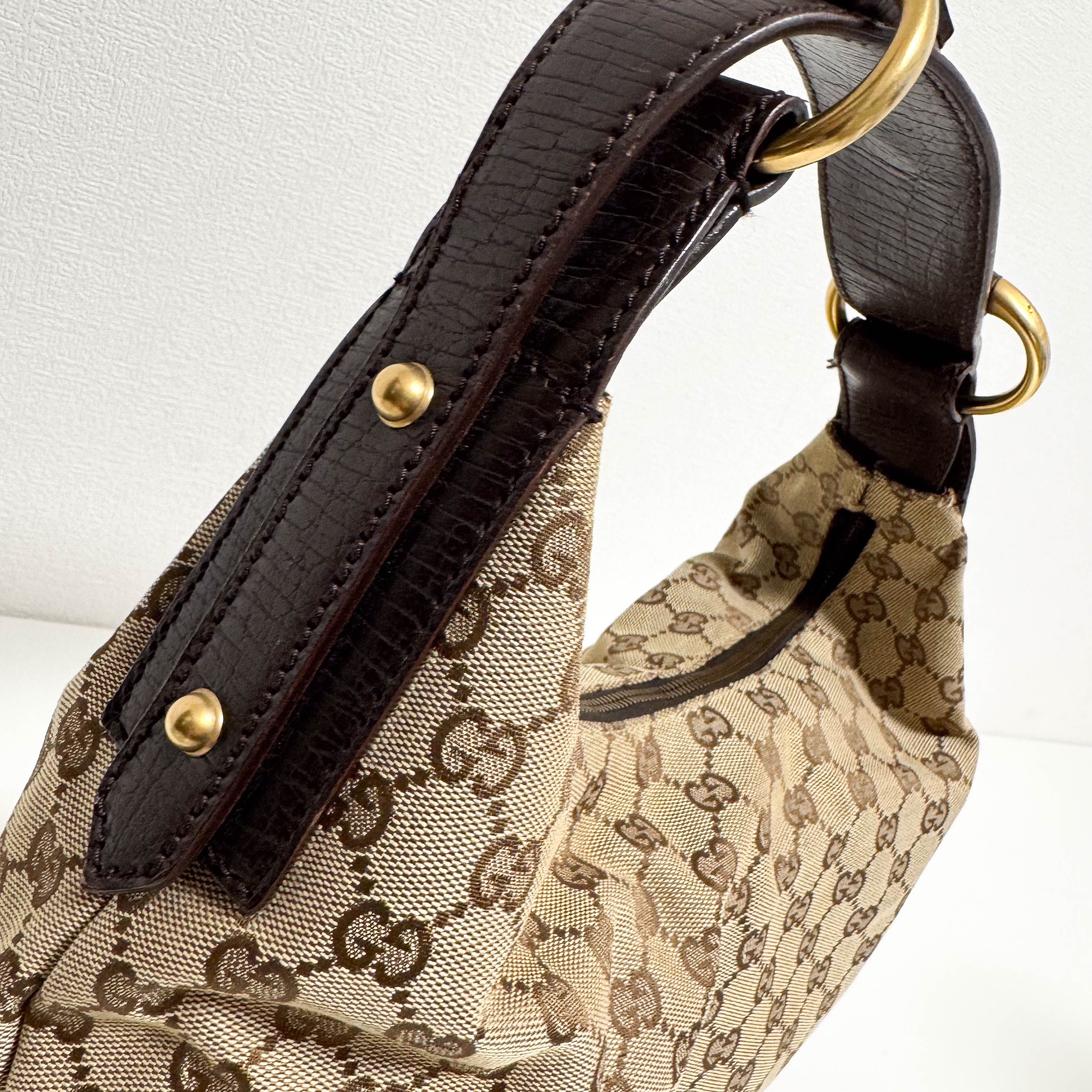 Horsebit GG Canvas Beige Hobo Shoulder Bag