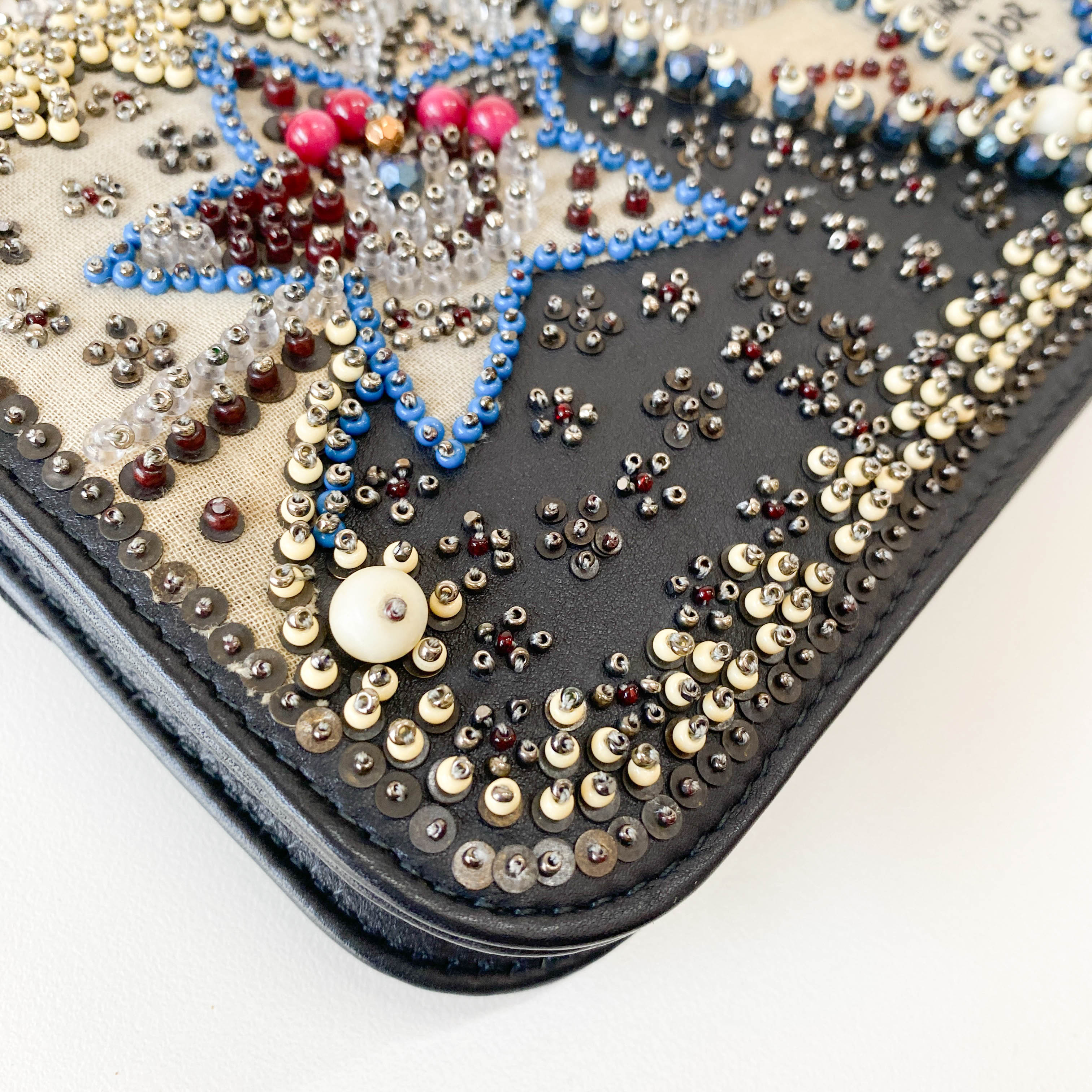 Addict Flap Embroidery Beads and Gold Hardware Chain Bag