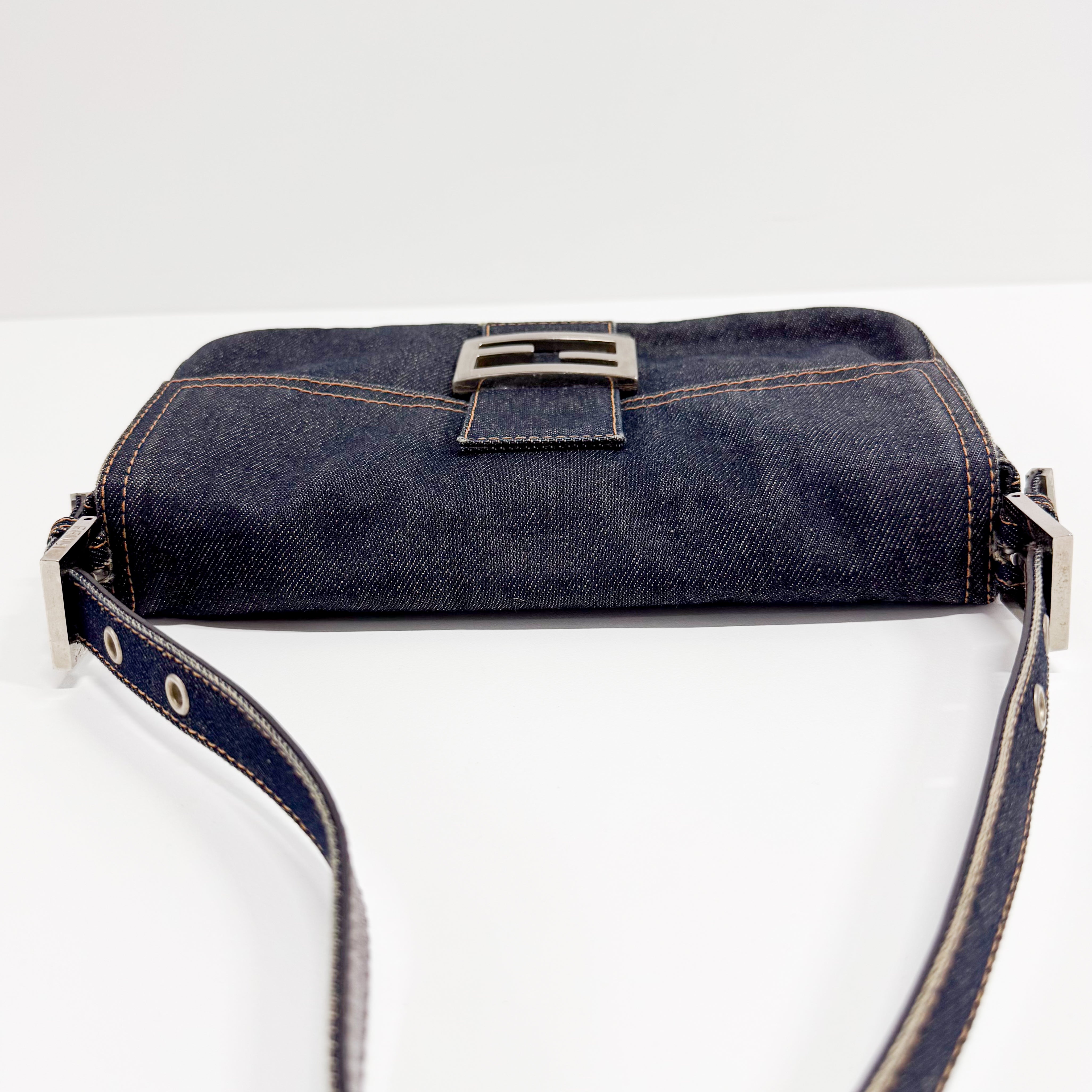 Baguette Denim Shoulder Bag