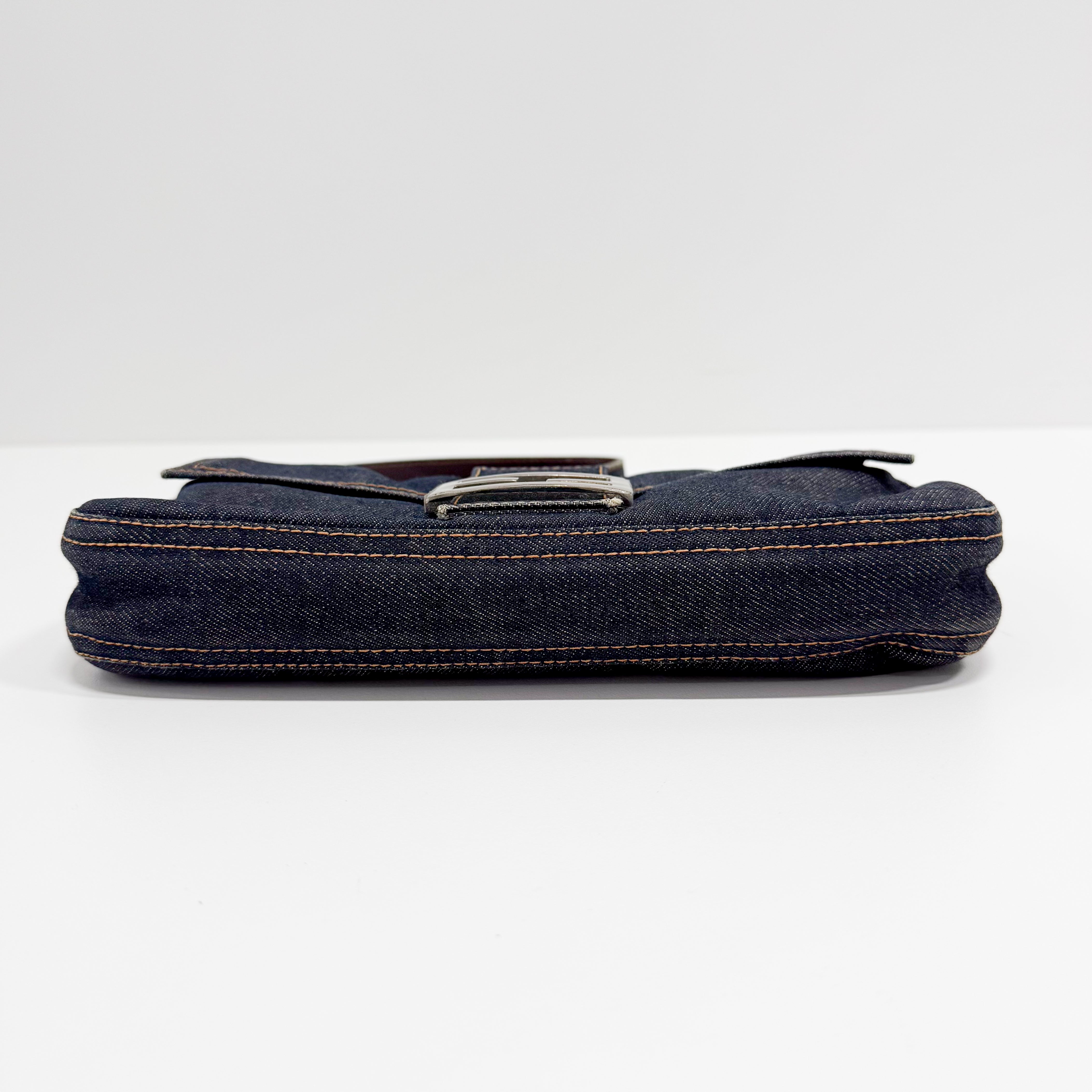 Baguette Denim Shoulder Bag
