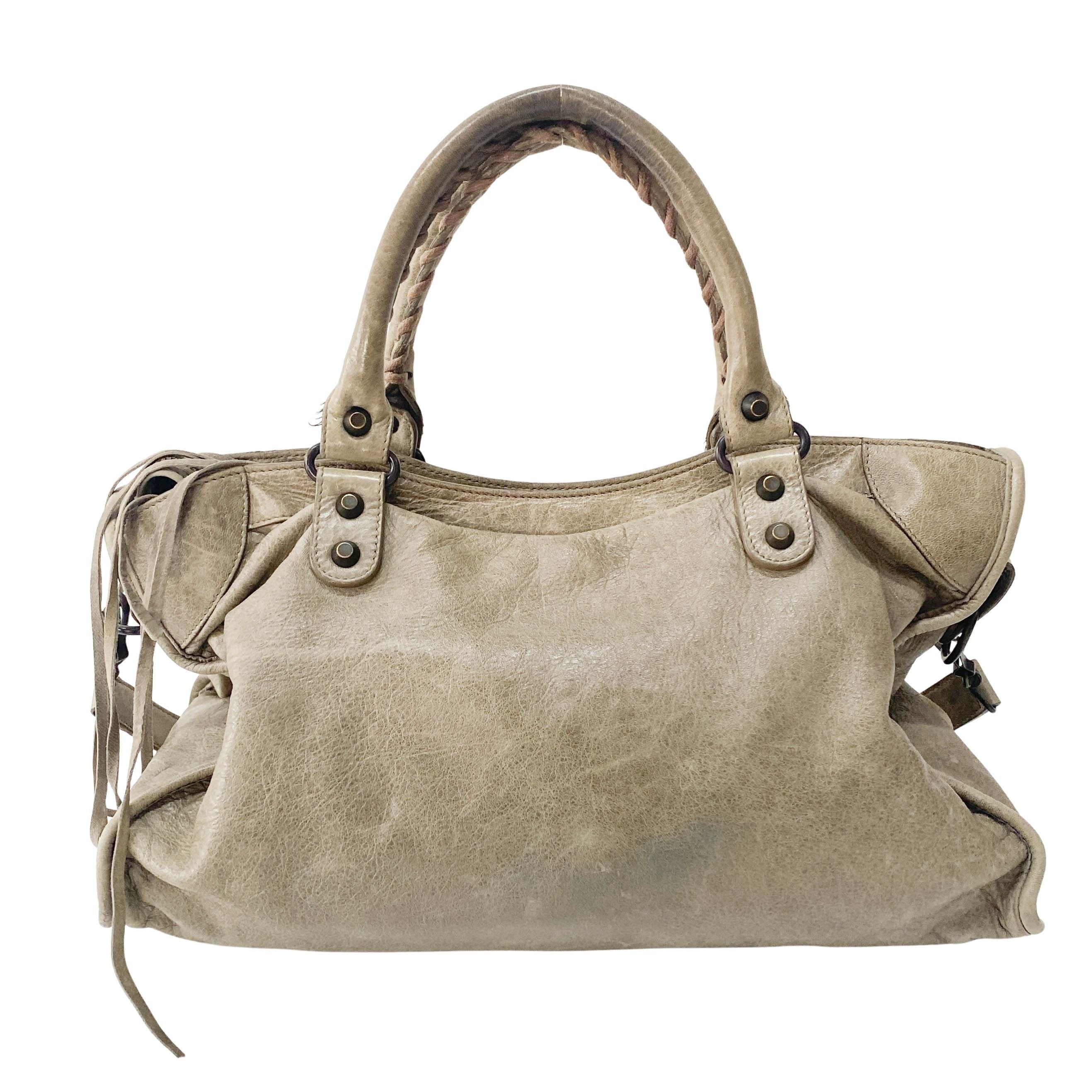 The City Grey Calfskin Leather Two Way Bag