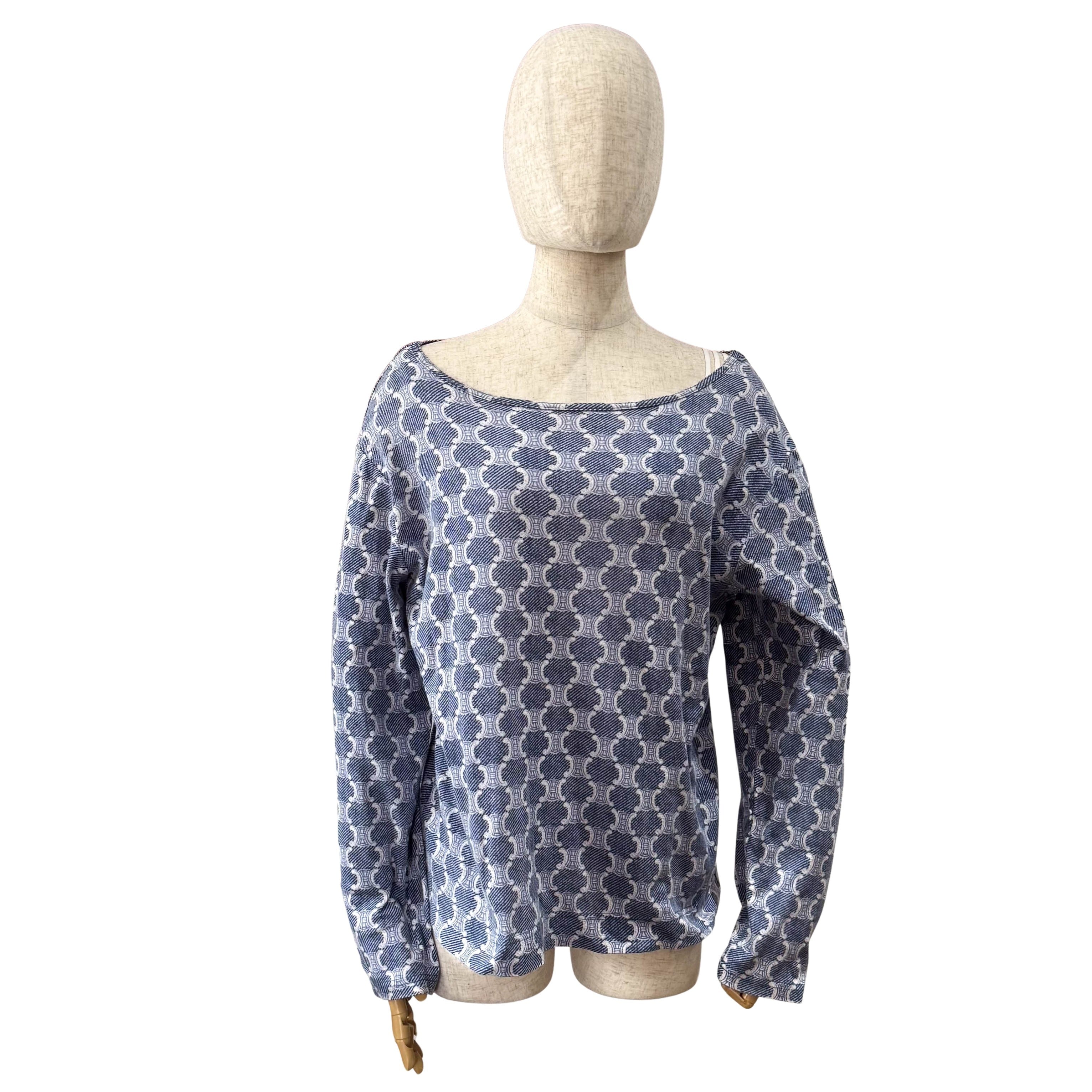 Navy Macadam Cotton Long Sleeve T-Shirt