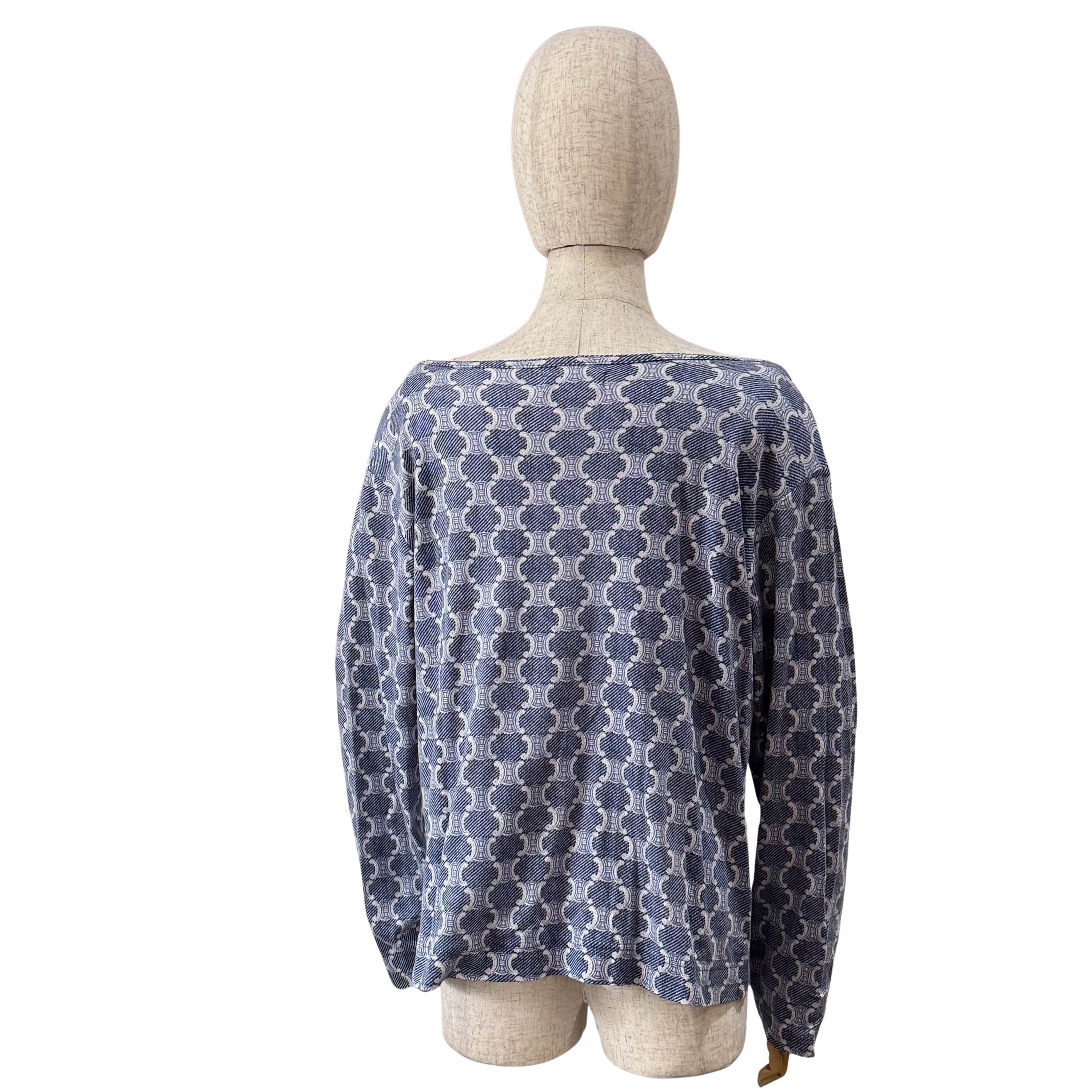 Navy Macadam Cotton Long Sleeve T-Shirt