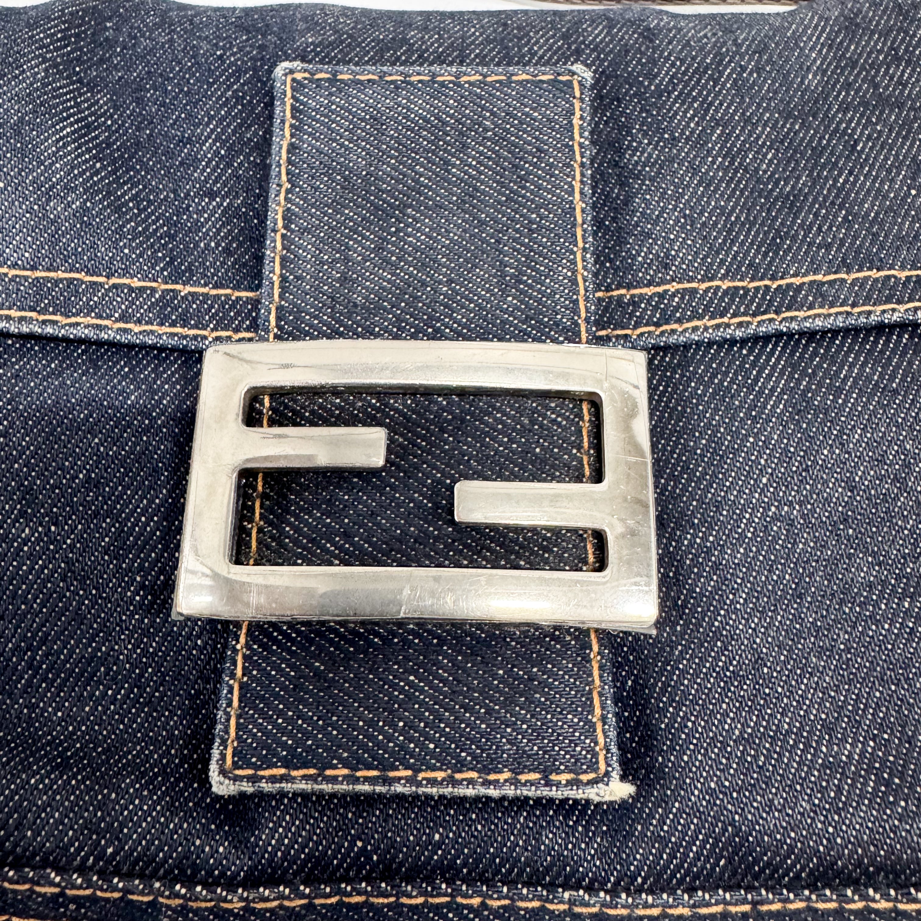 Baguette Denim Shoulder Bag