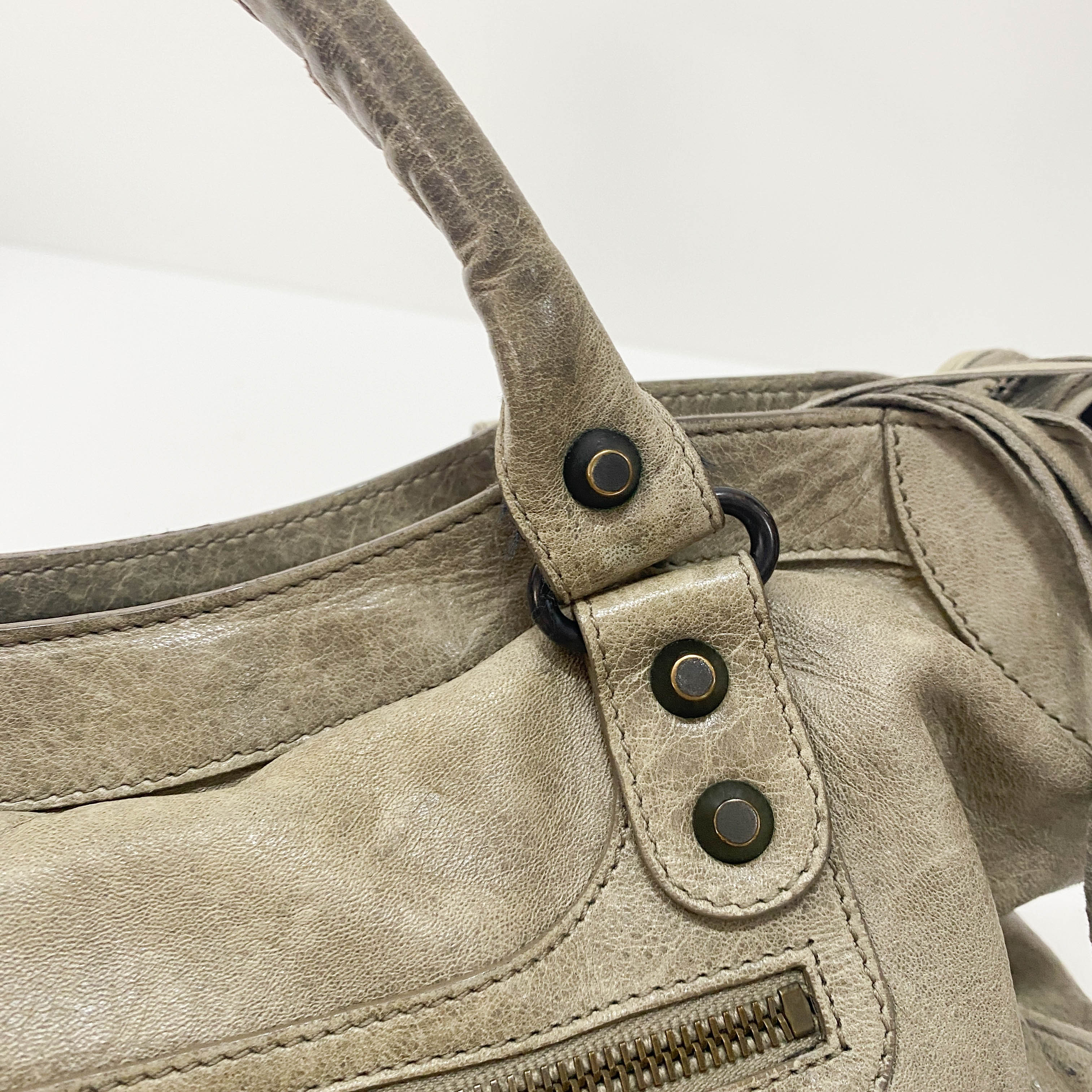 The City Grey Calfskin Leather Two Way Bag