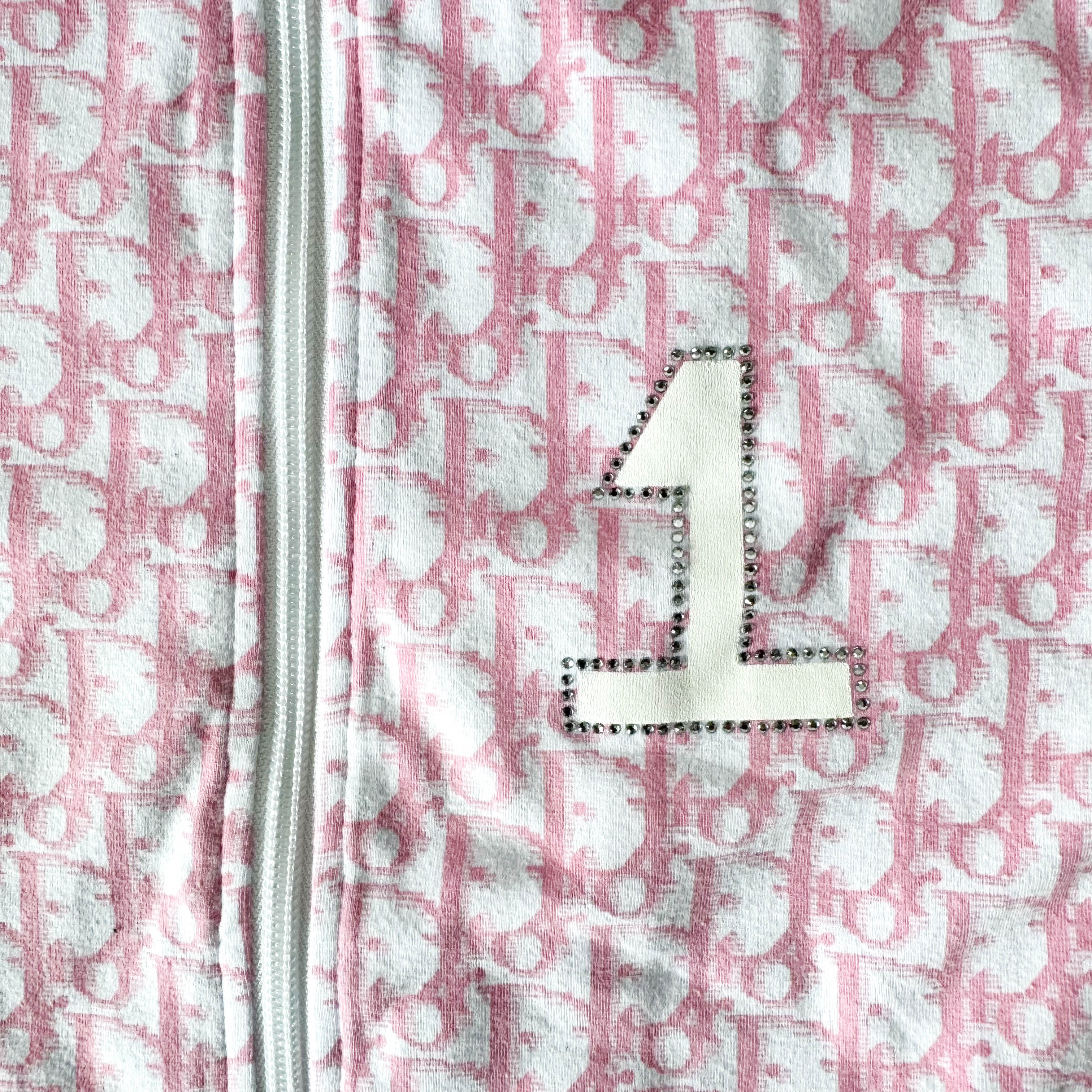 Pink Dior Oblique Cotton Zip-up Sweatshirt