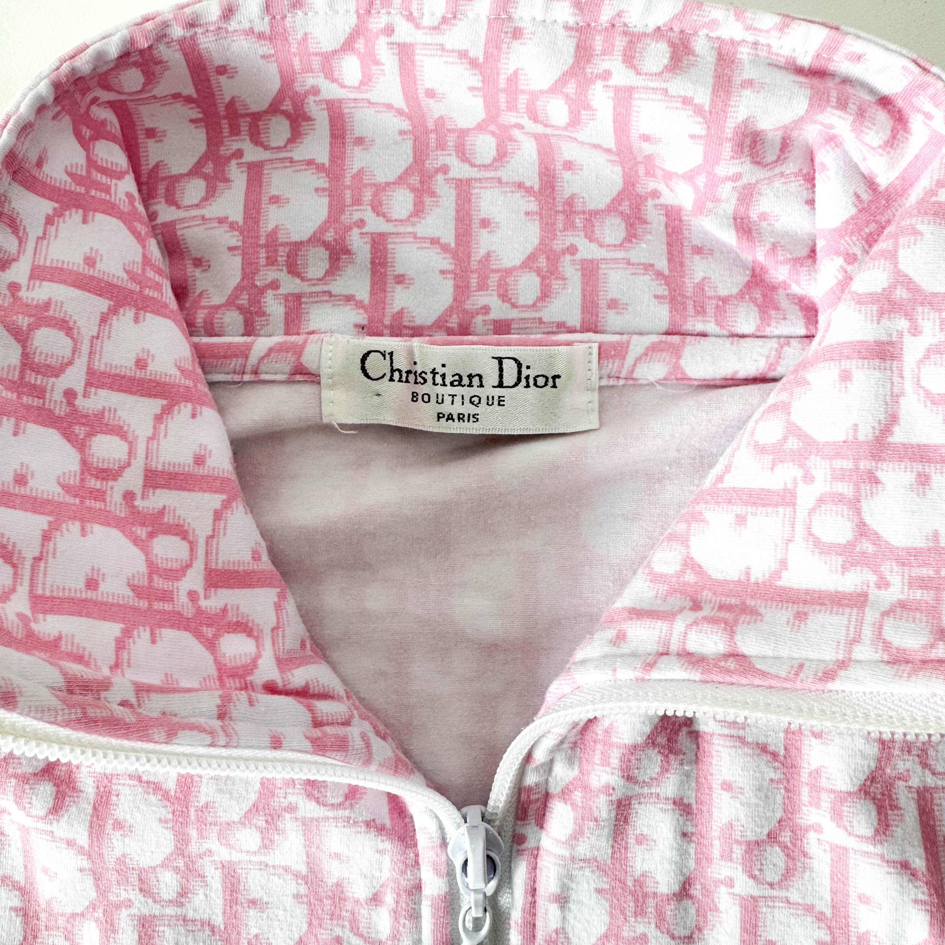 Pink Dior Oblique Cotton Zip-up Sweatshirt