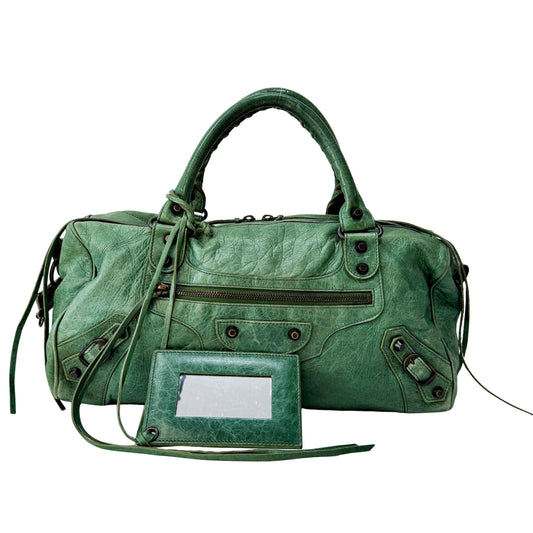 Motocross Twiggy Green Leather Bag