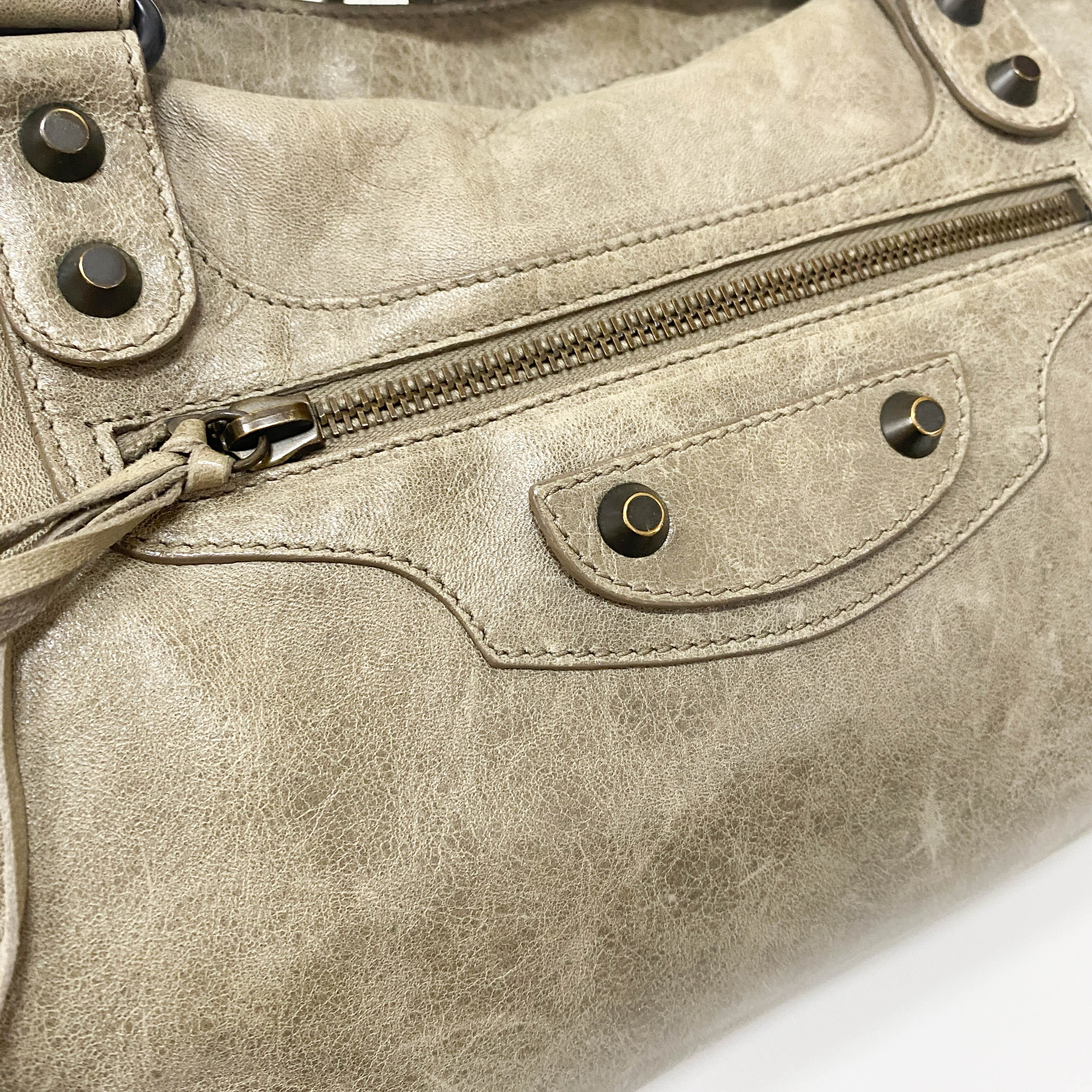 The City Grey Calfskin Leather Two Way Bag