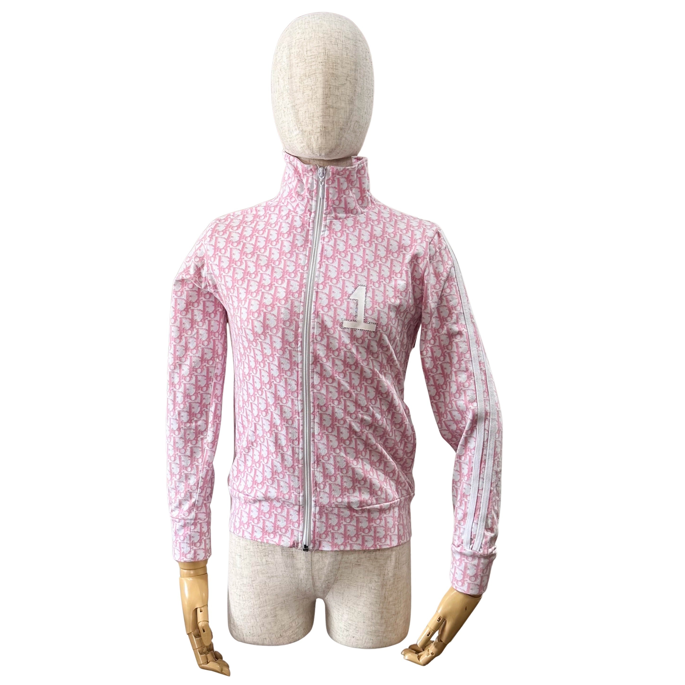 Pink Dior Oblique Cotton Zip-up Sweatshirt