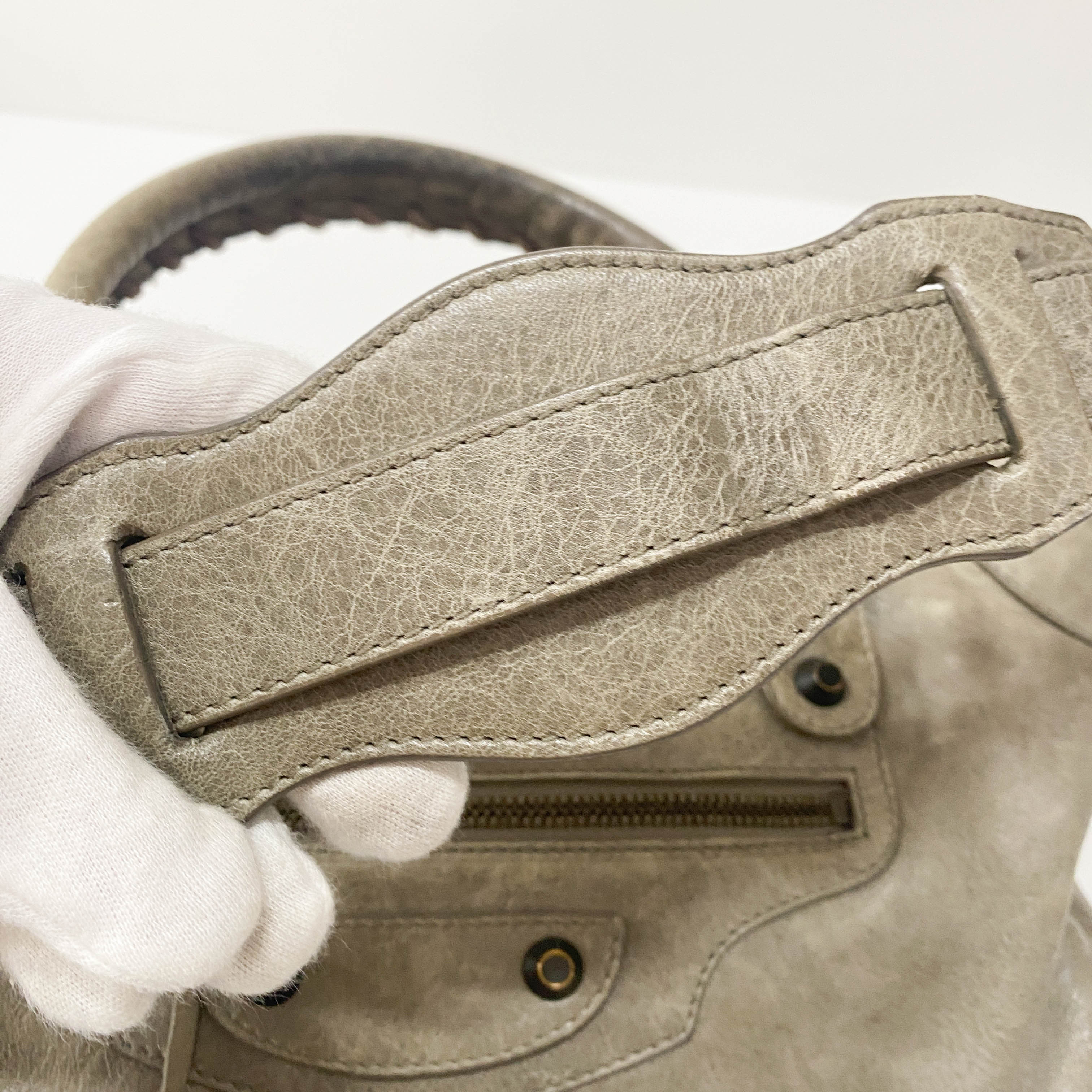 The City Grey Calfskin Leather Two Way Bag