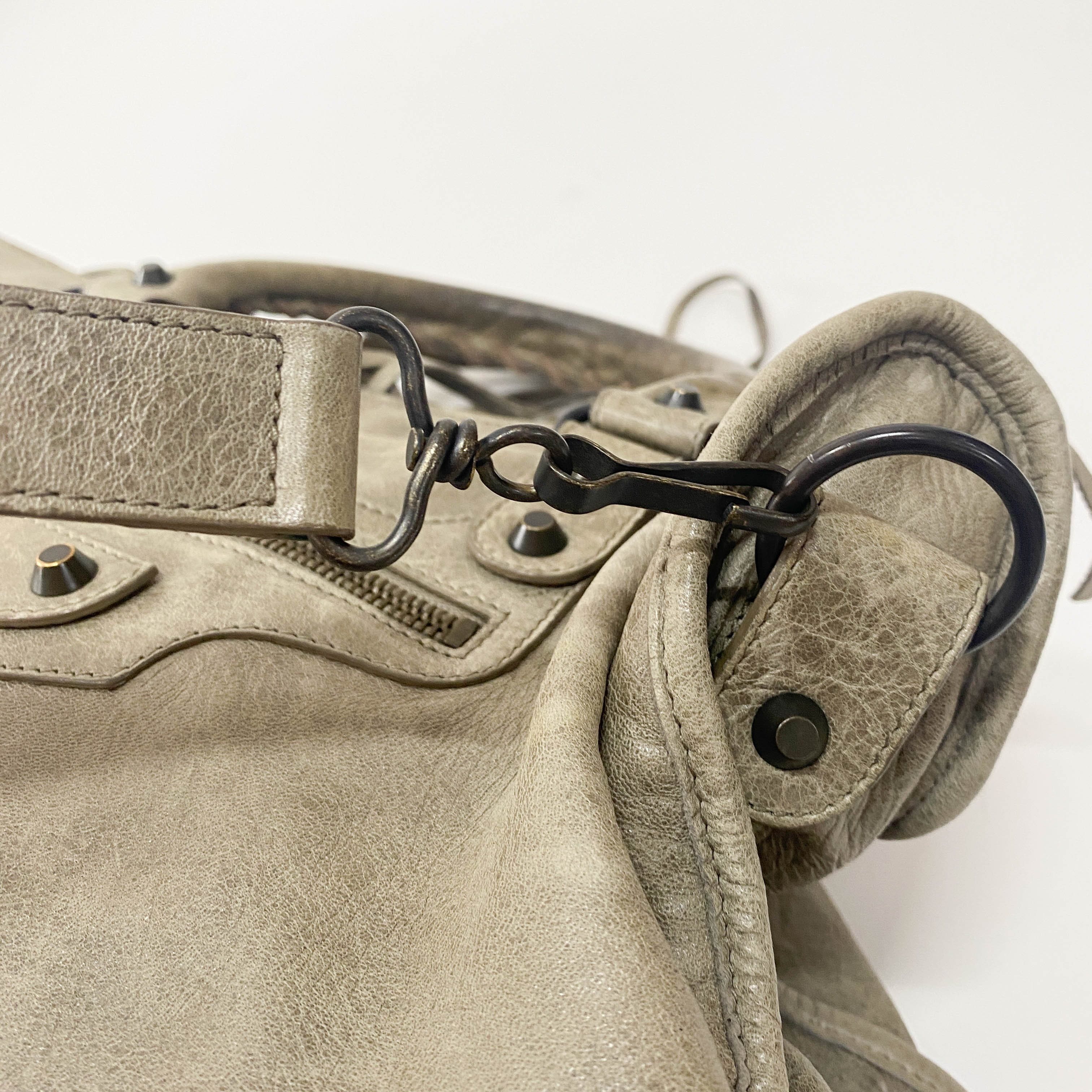 The City Grey Calfskin Leather Two Way Bag