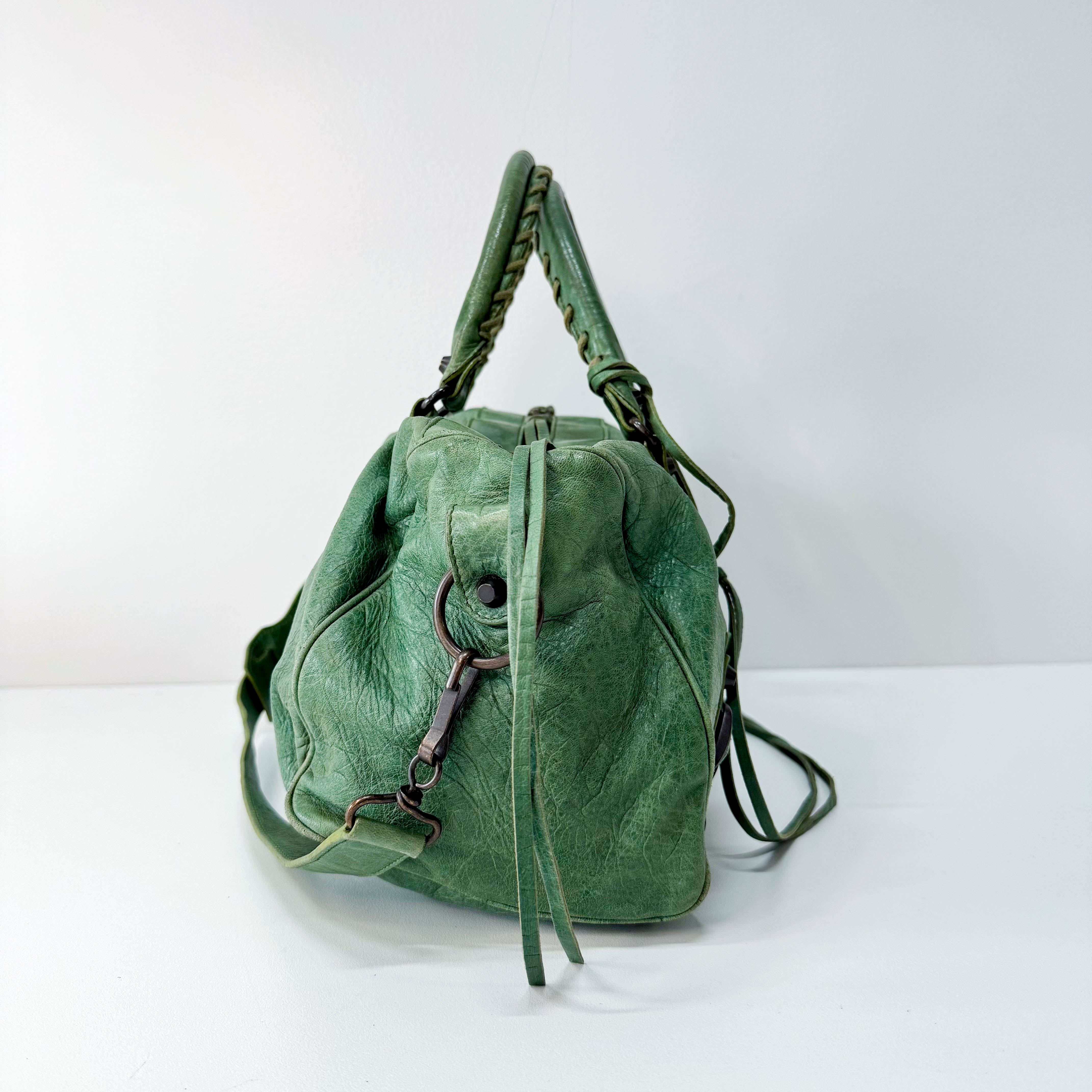 Motocross Twiggy Green Leather Bag