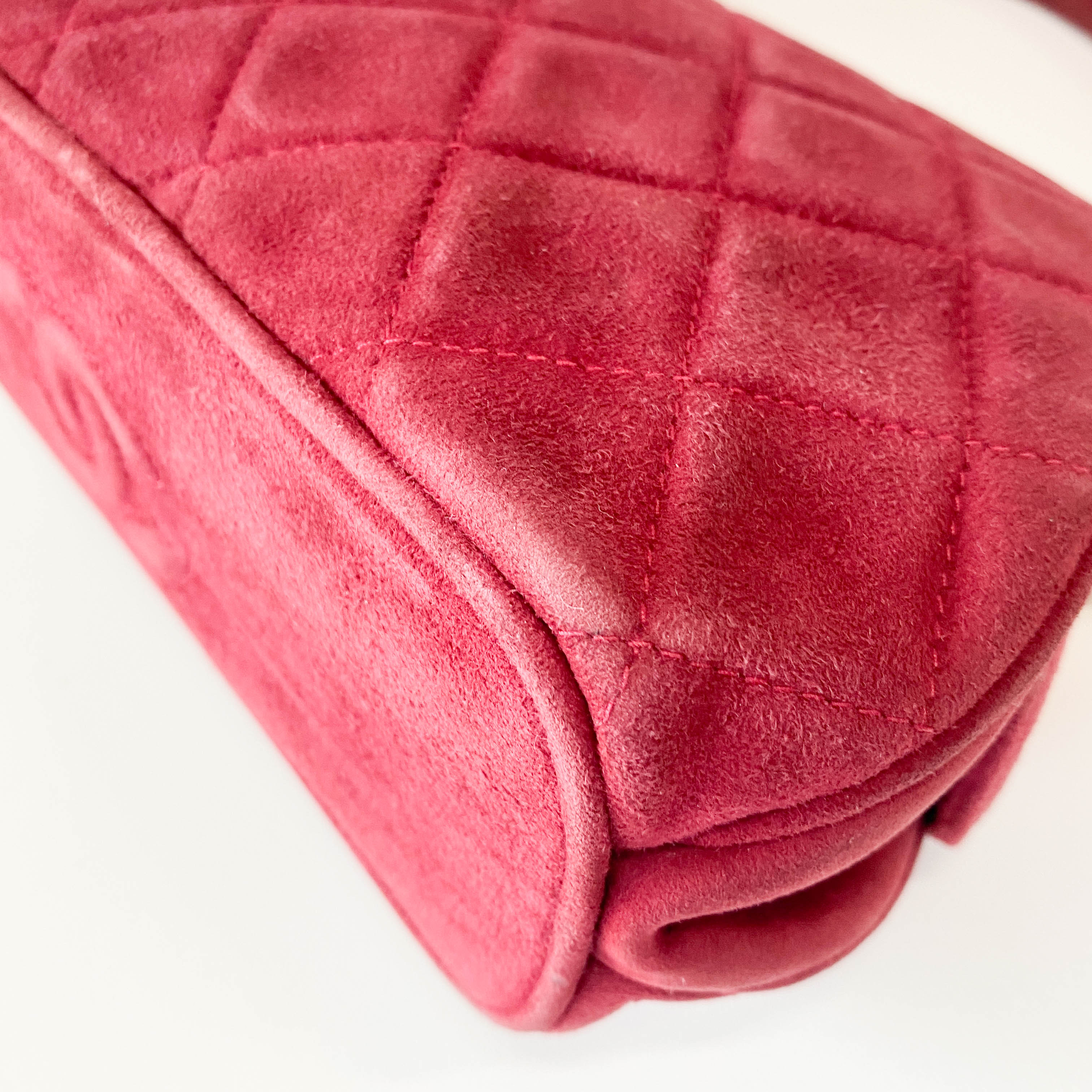 Matelasse Red Velvet and Gold Bar Detail Bag