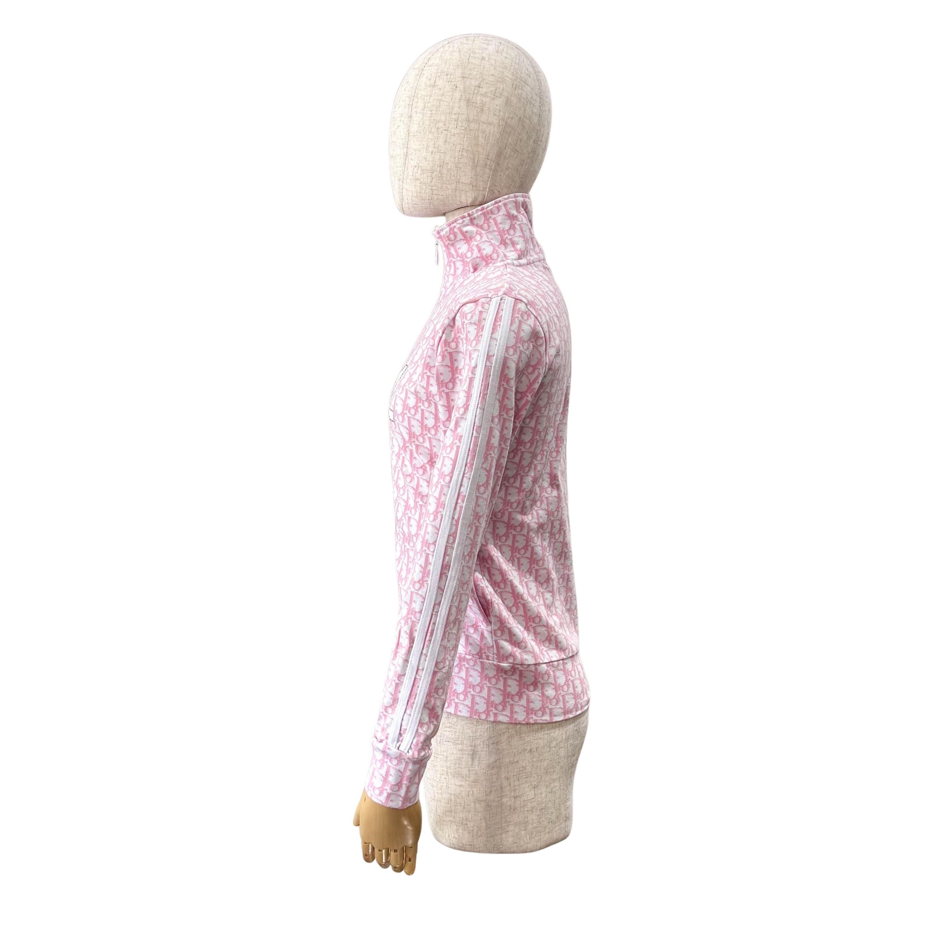 Pink Dior Oblique Cotton Zip-up Sweatshirt