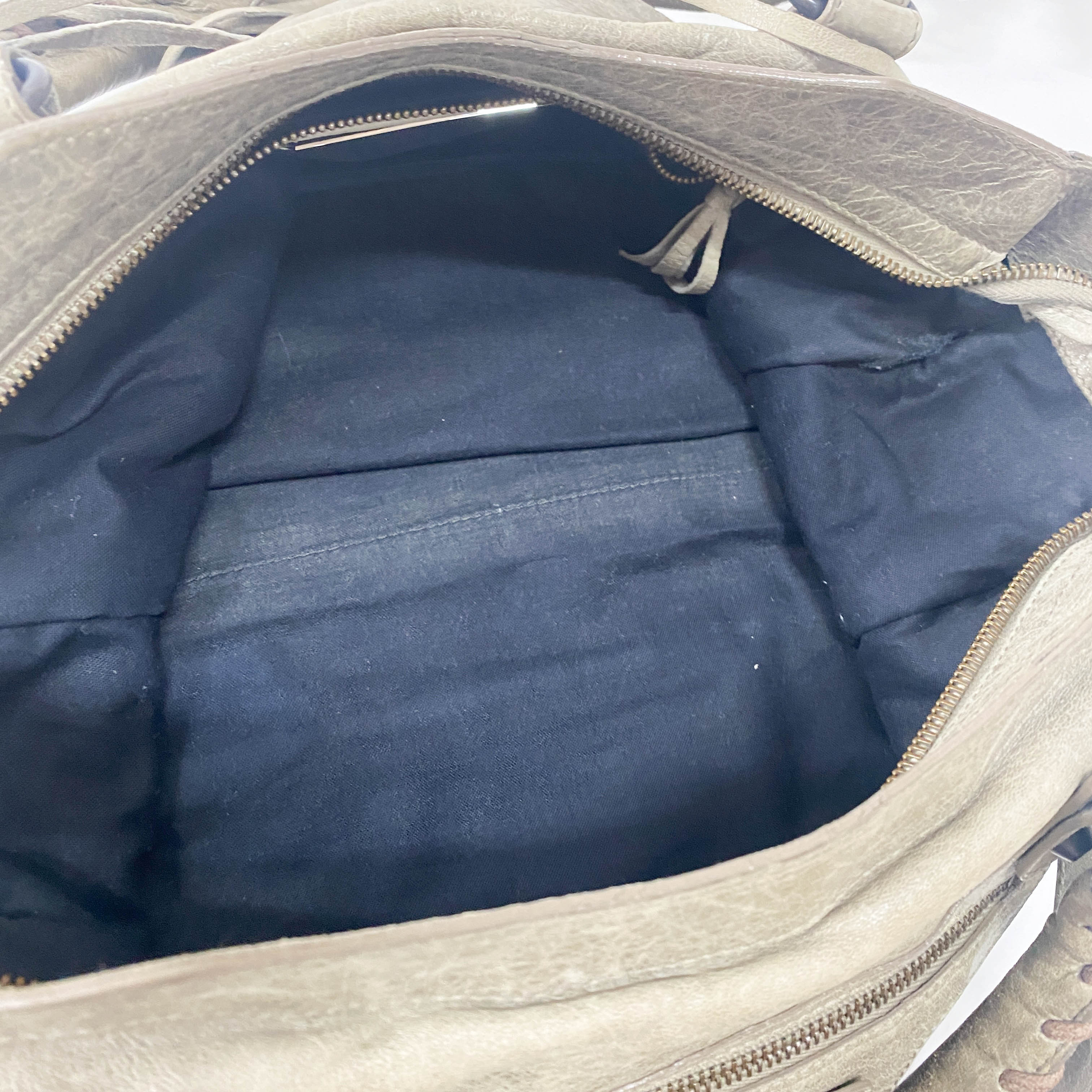 The City Grey Calfskin Leather Two Way Bag