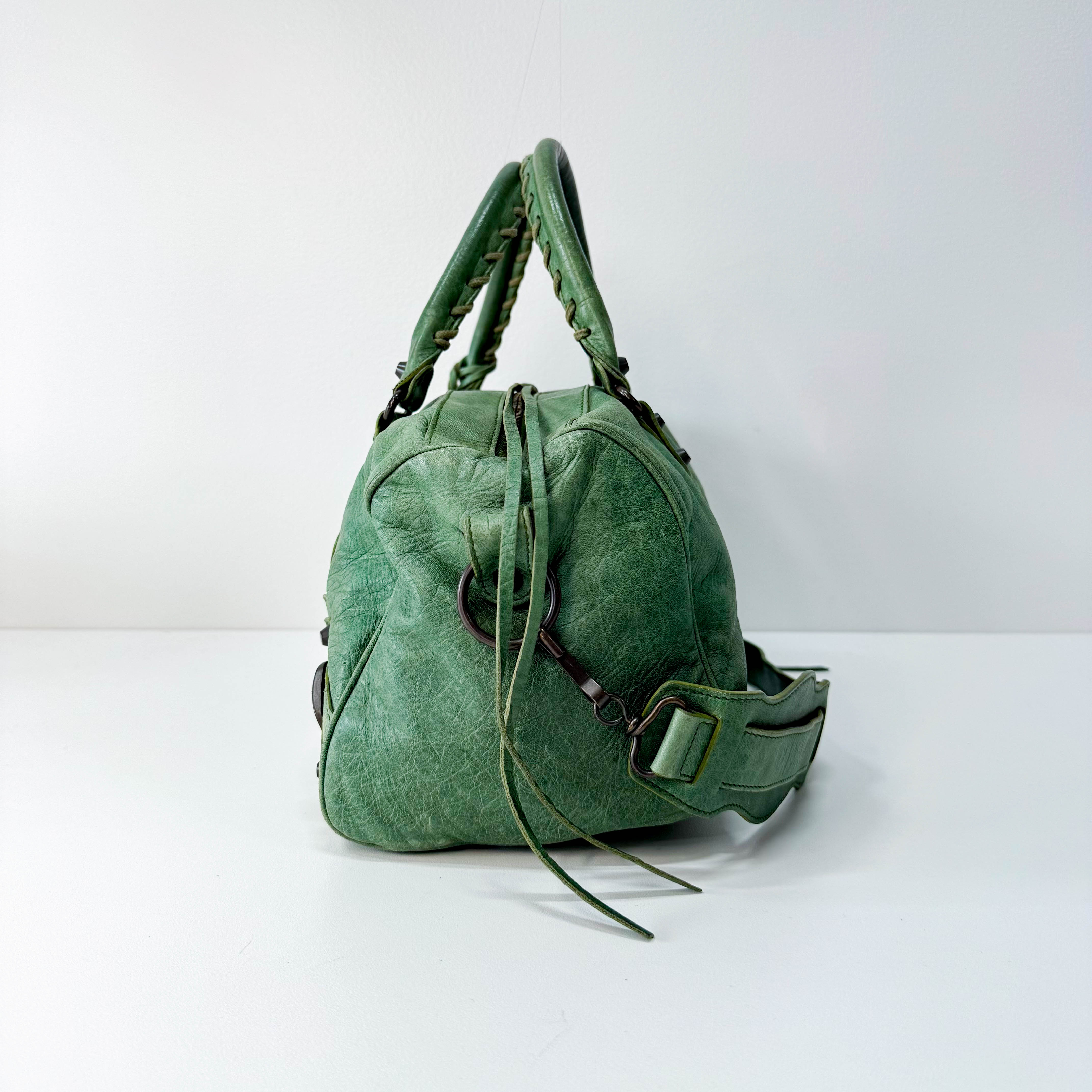 Motocross Twiggy Green Leather Bag