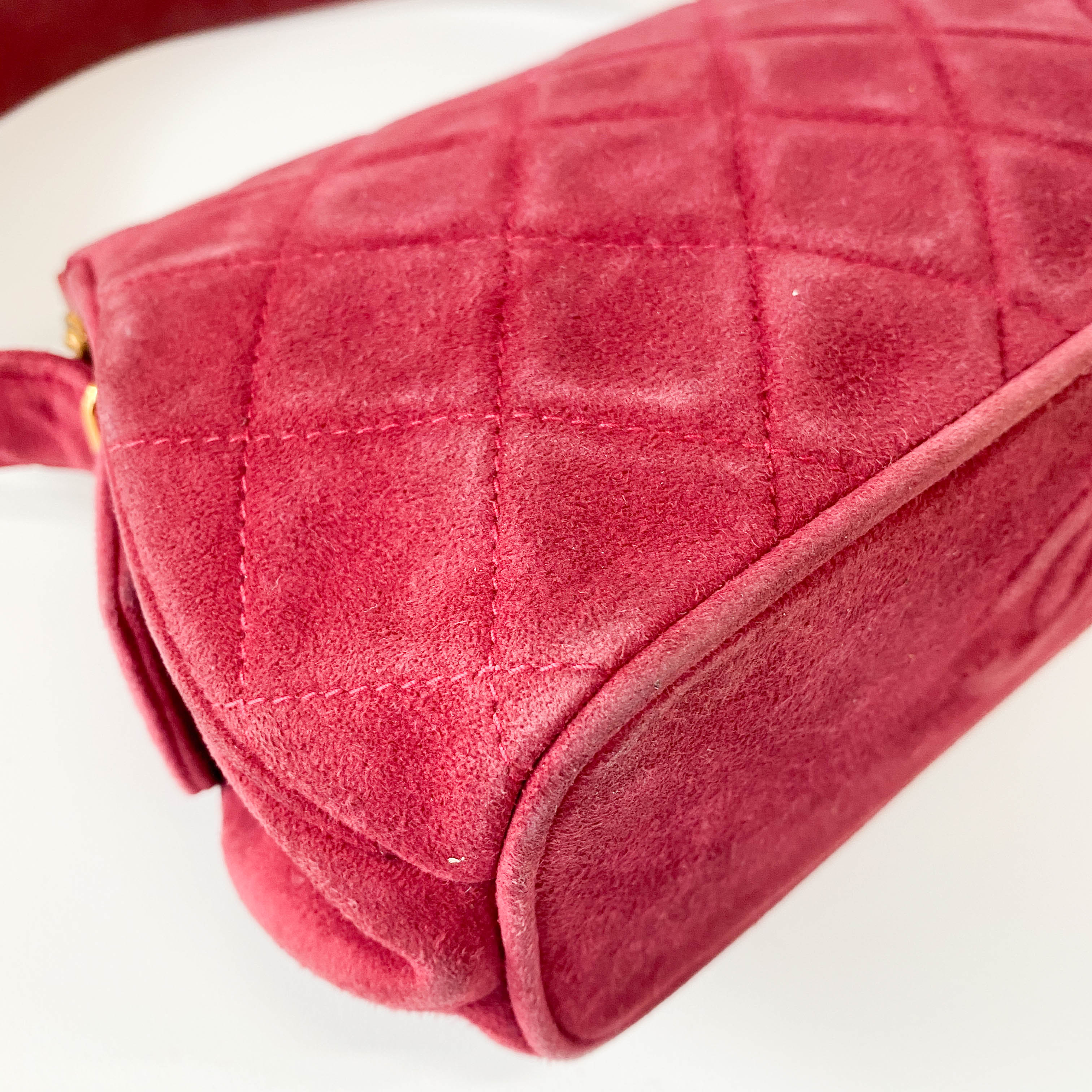 Matelasse Red Velvet and Gold Bar Detail Bag