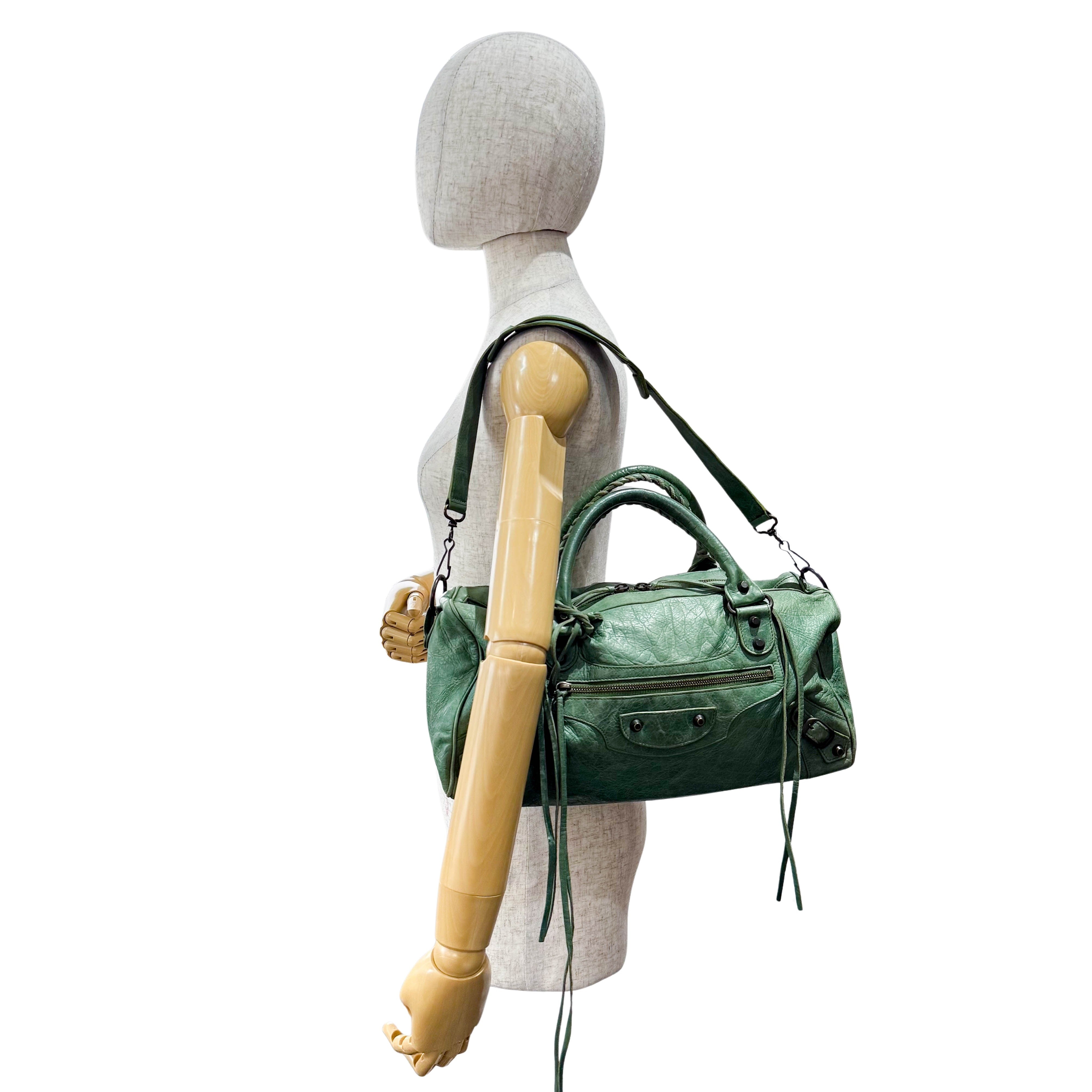 Motocross Twiggy Green Leather Bag