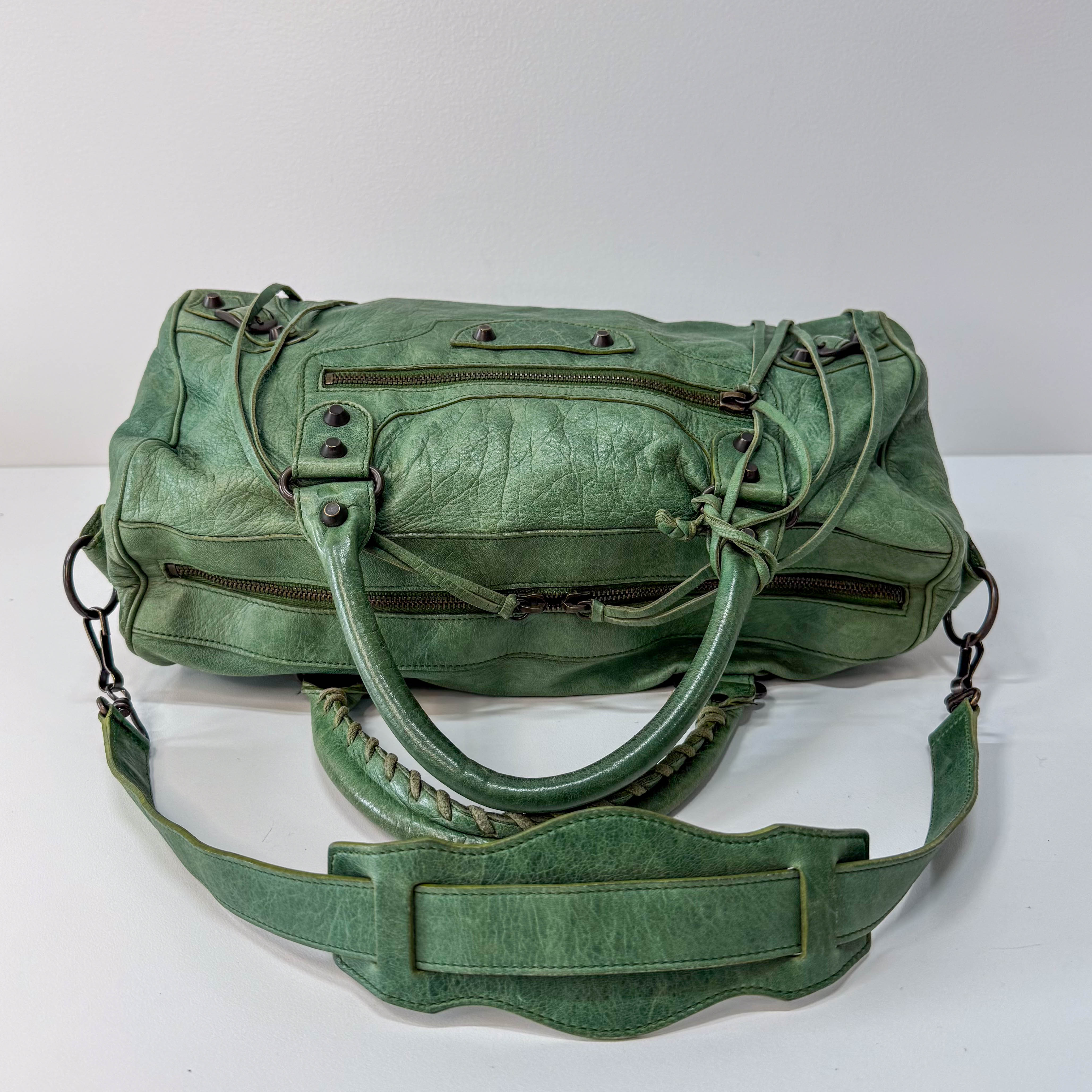 Motocross Twiggy Green Leather Bag
