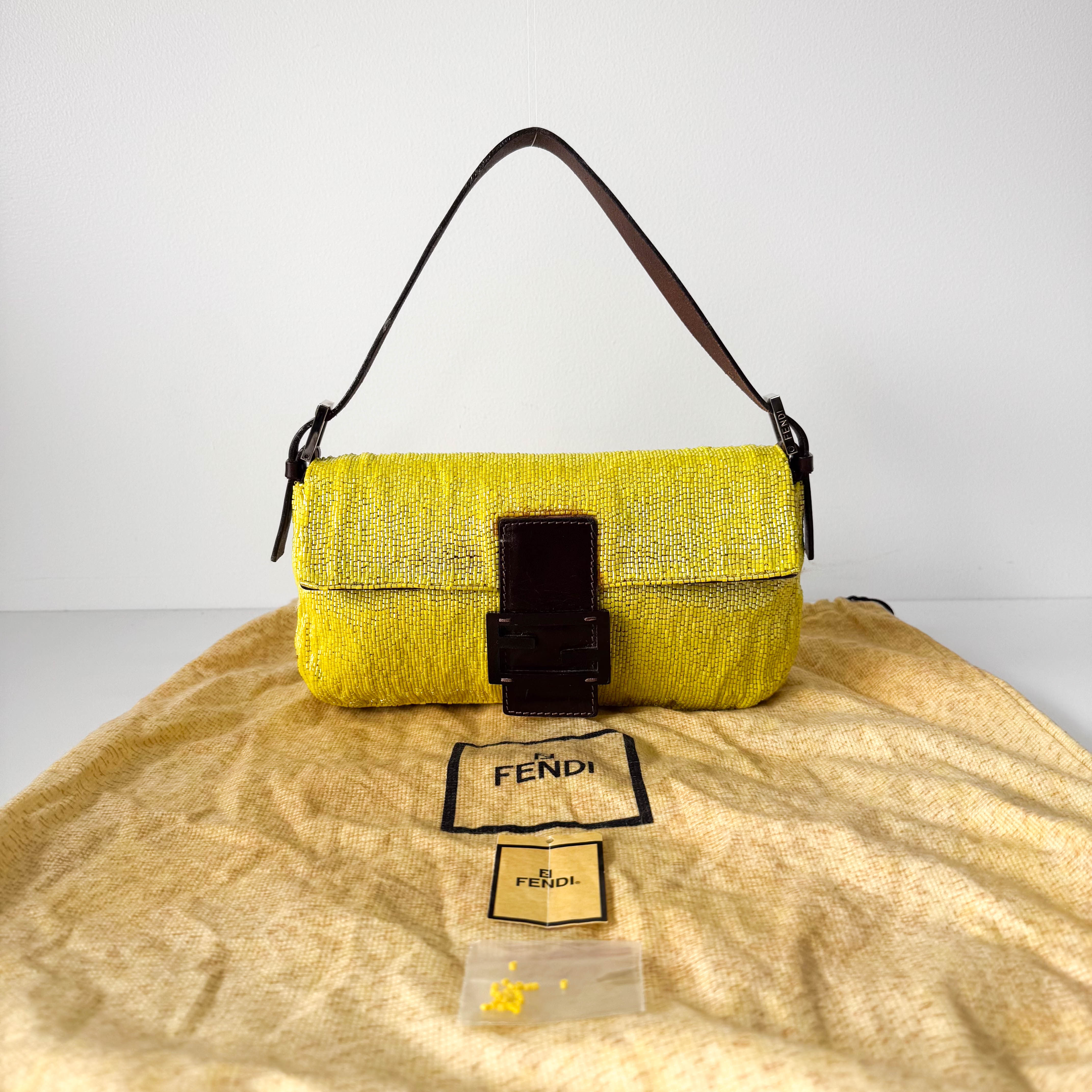 Baguette Yellow Beaded Shoulder Bag