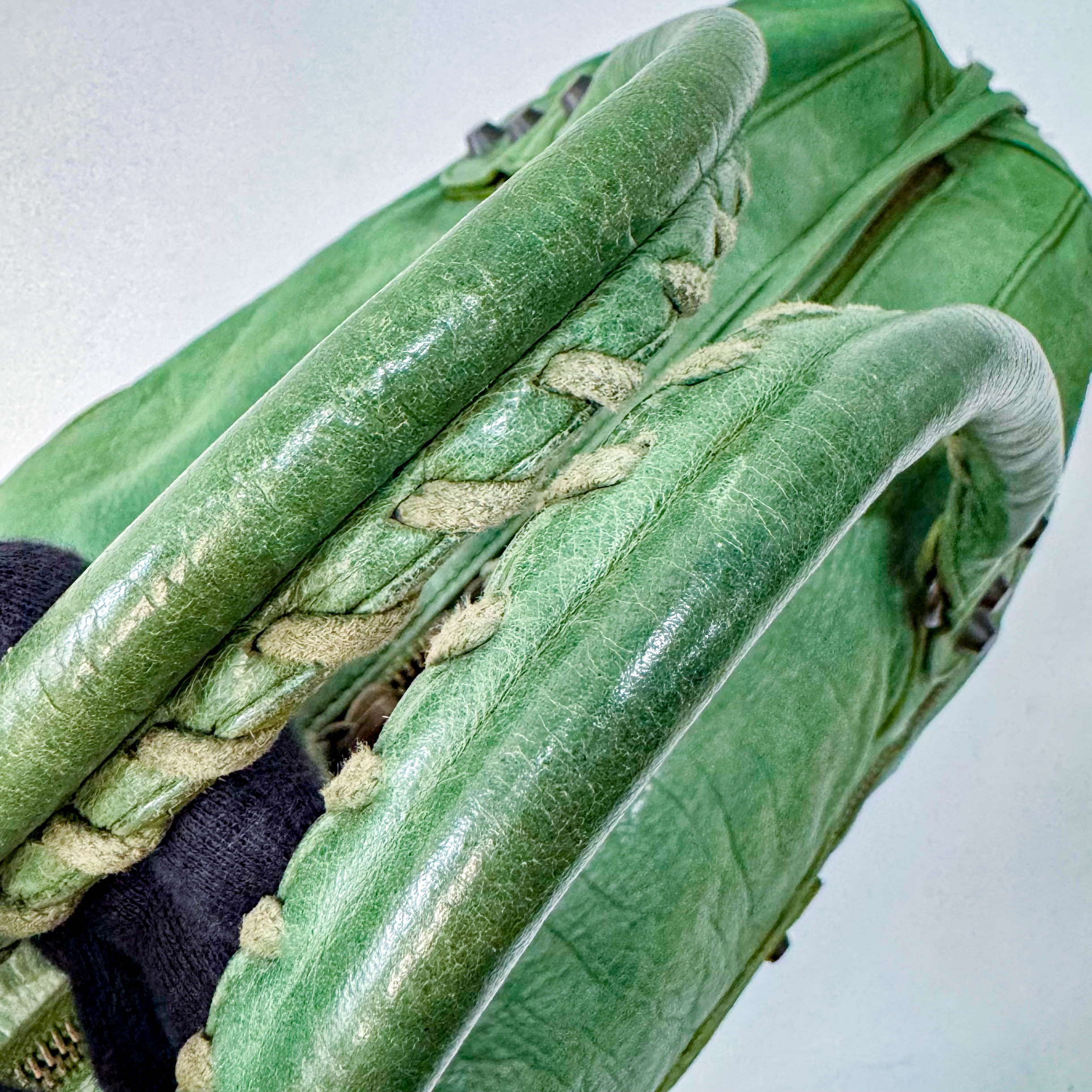 Motocross Twiggy Green Leather Bag