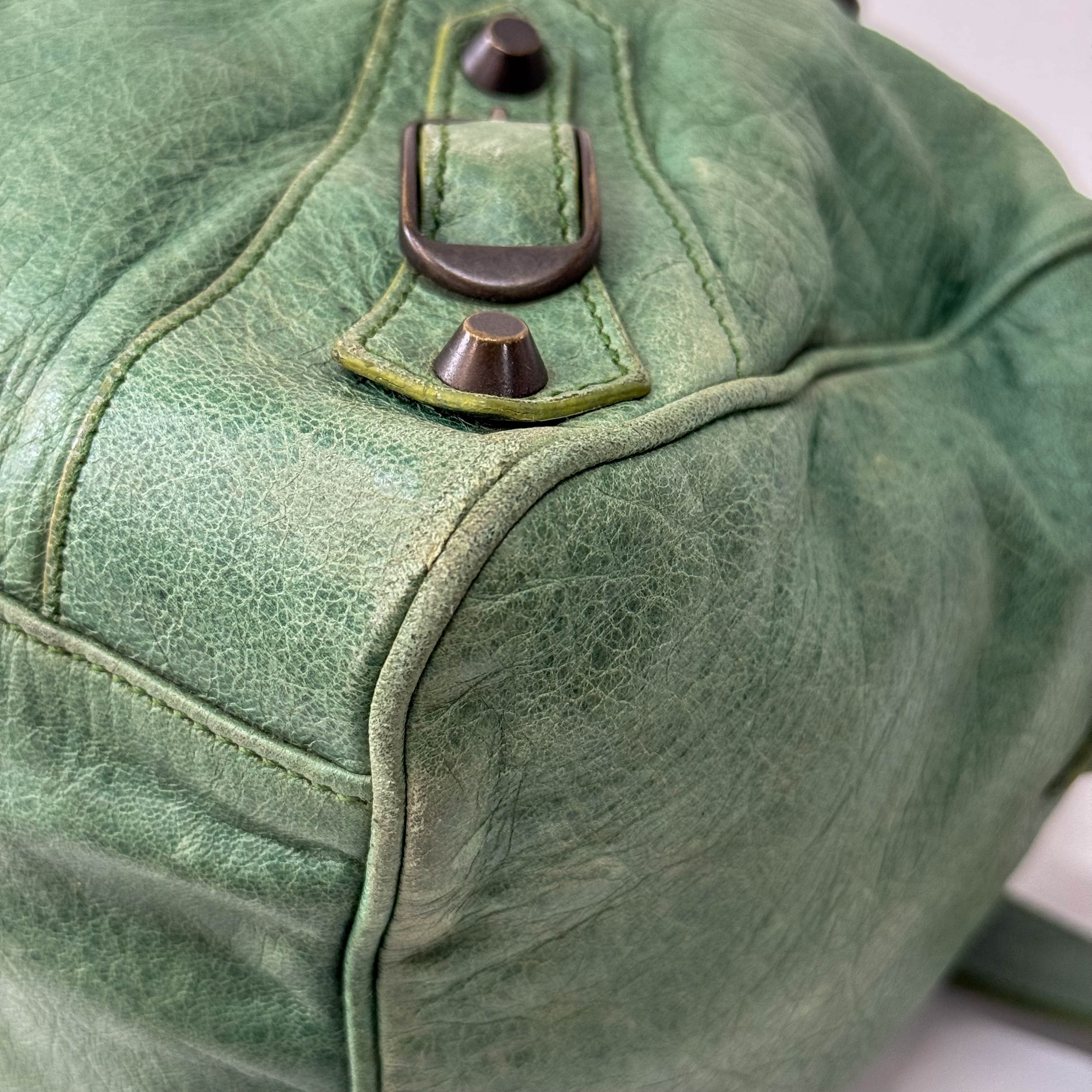 Motocross Twiggy Green Leather Bag