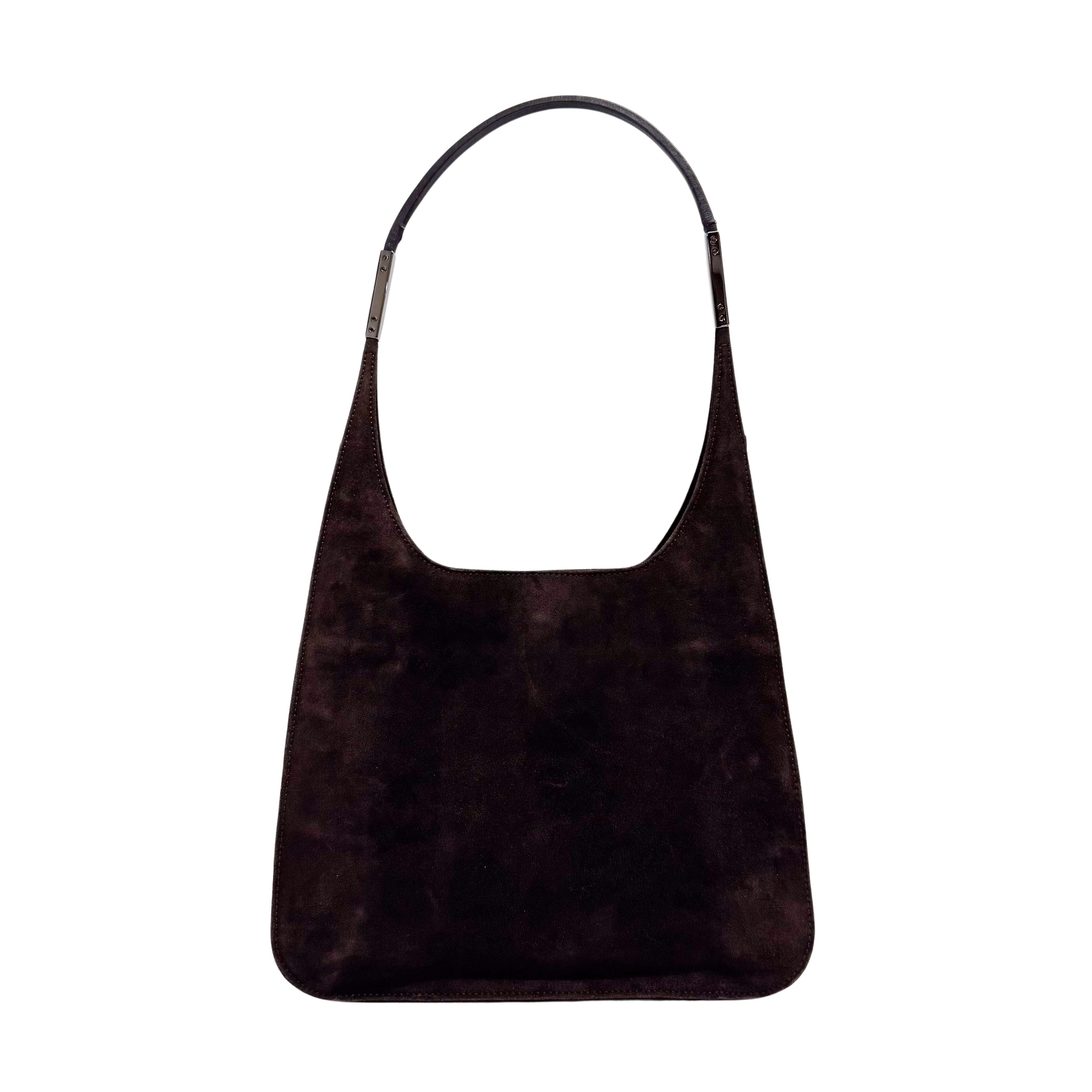 Suede Brown Hobo Shoulder Bag