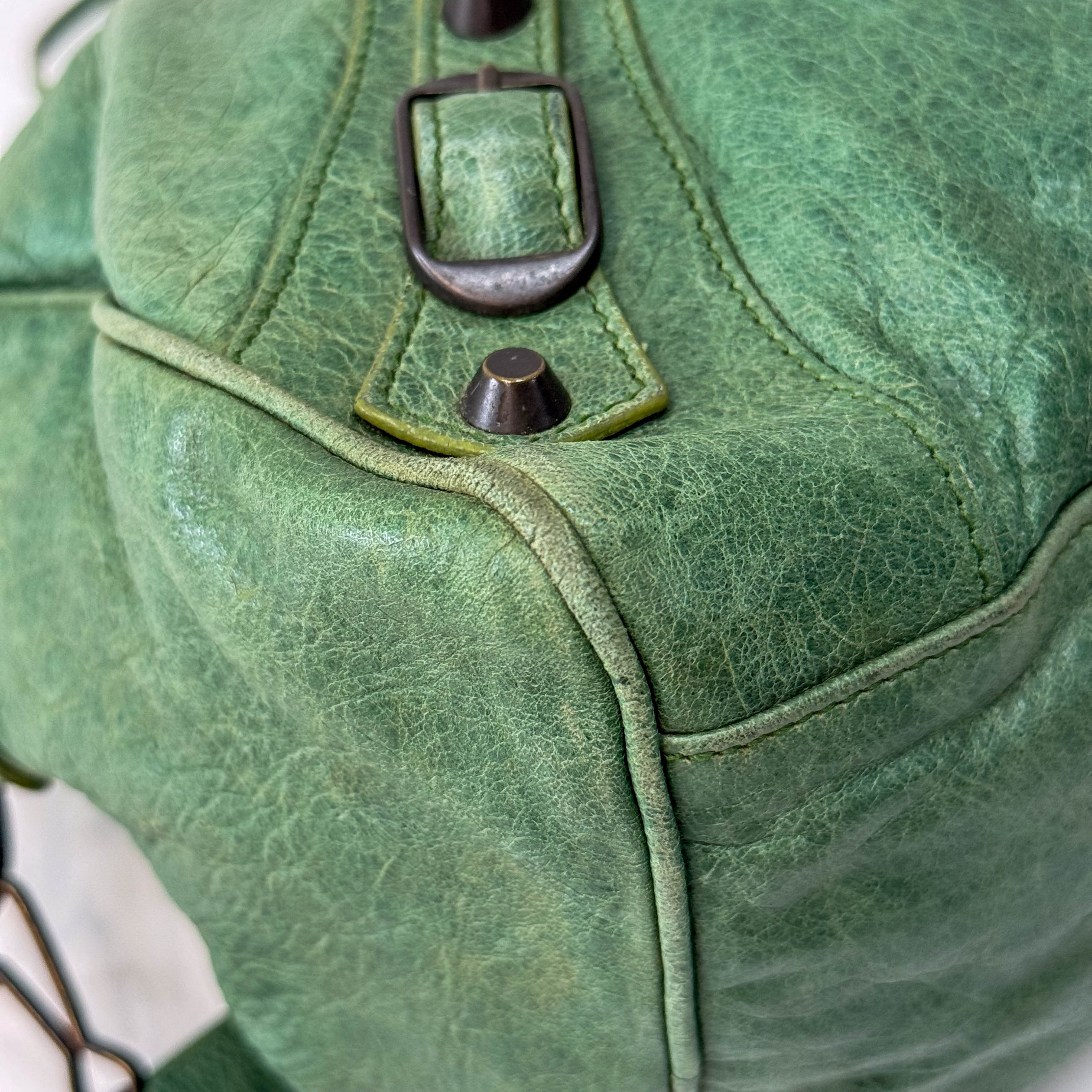Motocross Twiggy Green Leather Bag