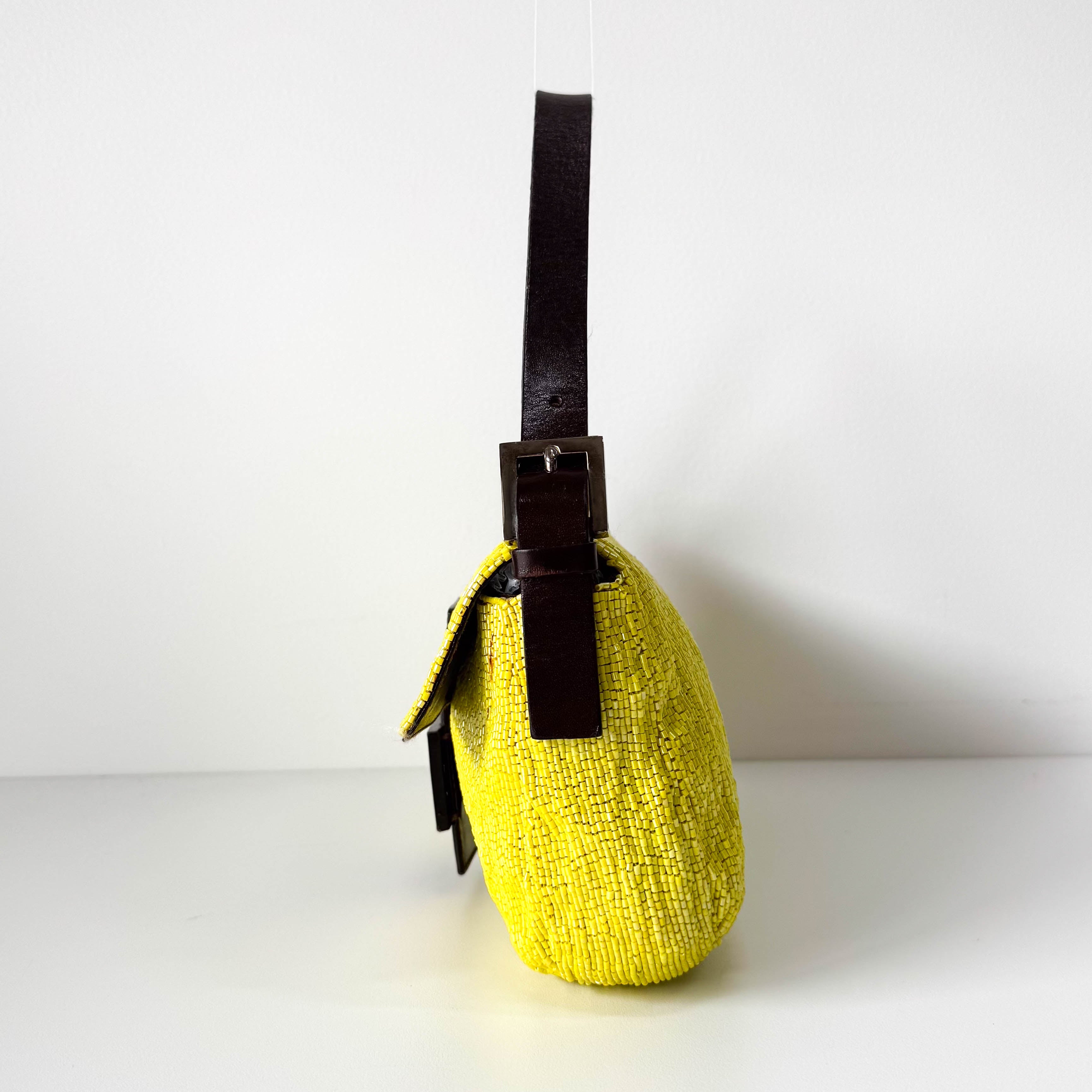Baguette Yellow Beaded Shoulder Bag