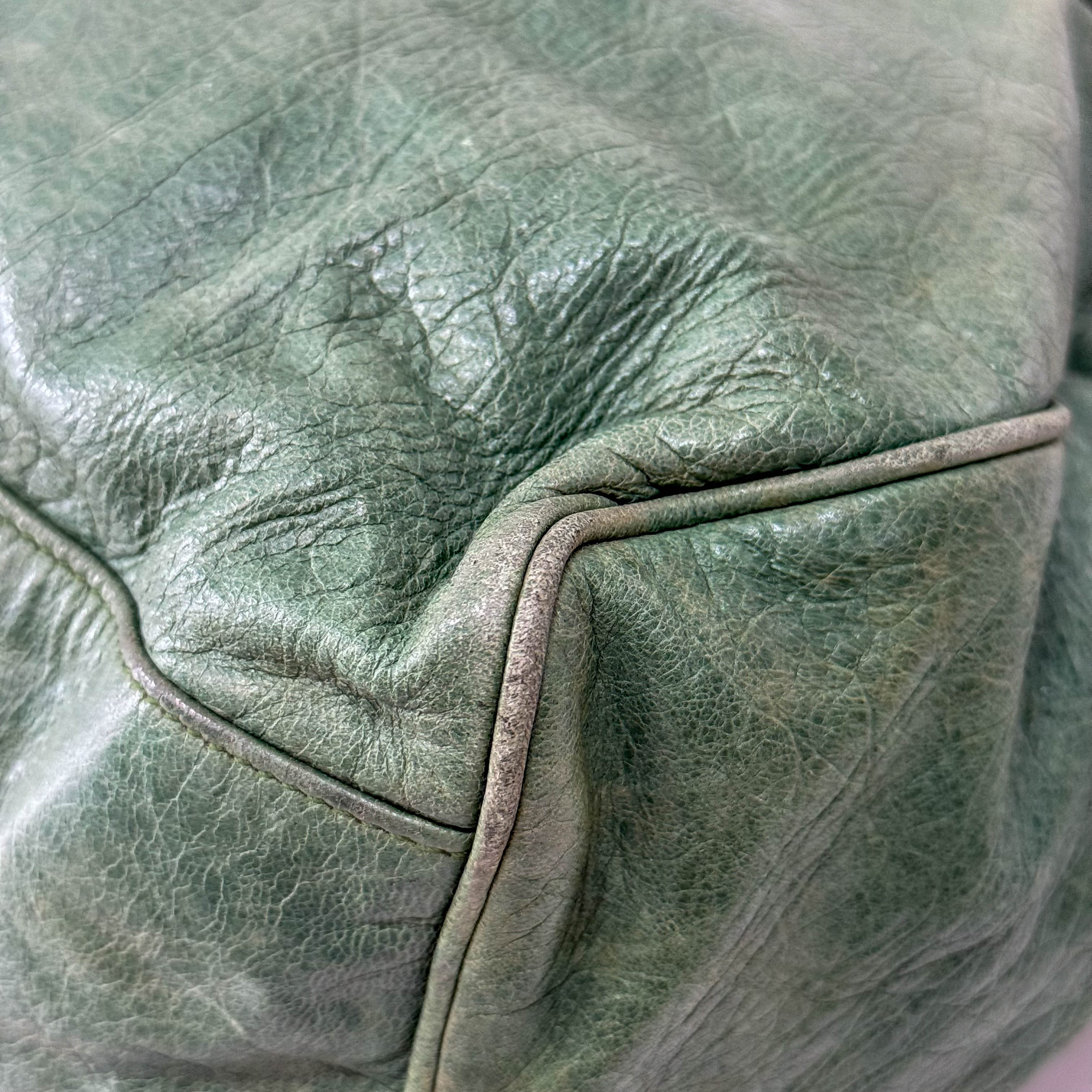 Motocross Twiggy Green Leather Bag