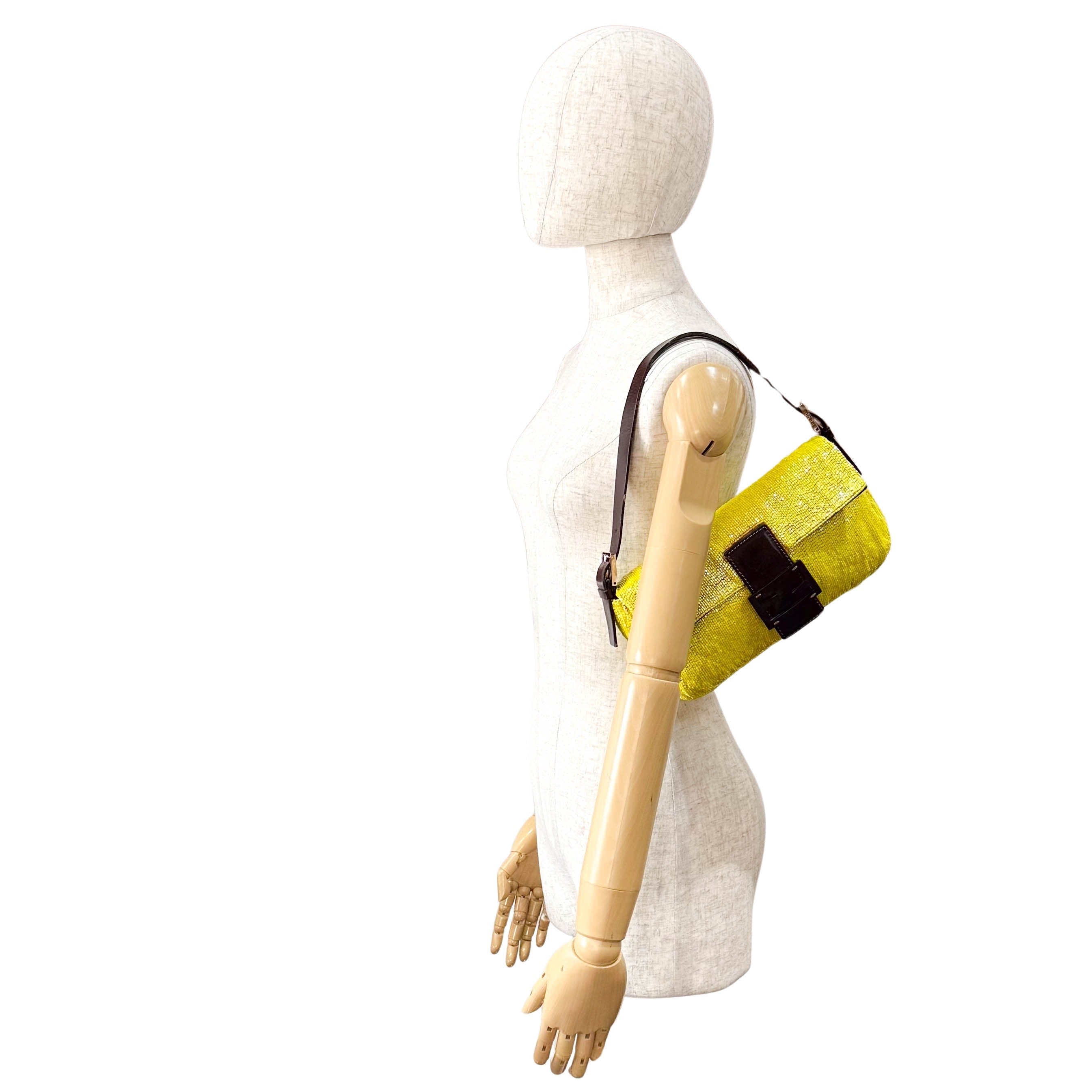 Baguette Yellow Beaded Shoulder Bag