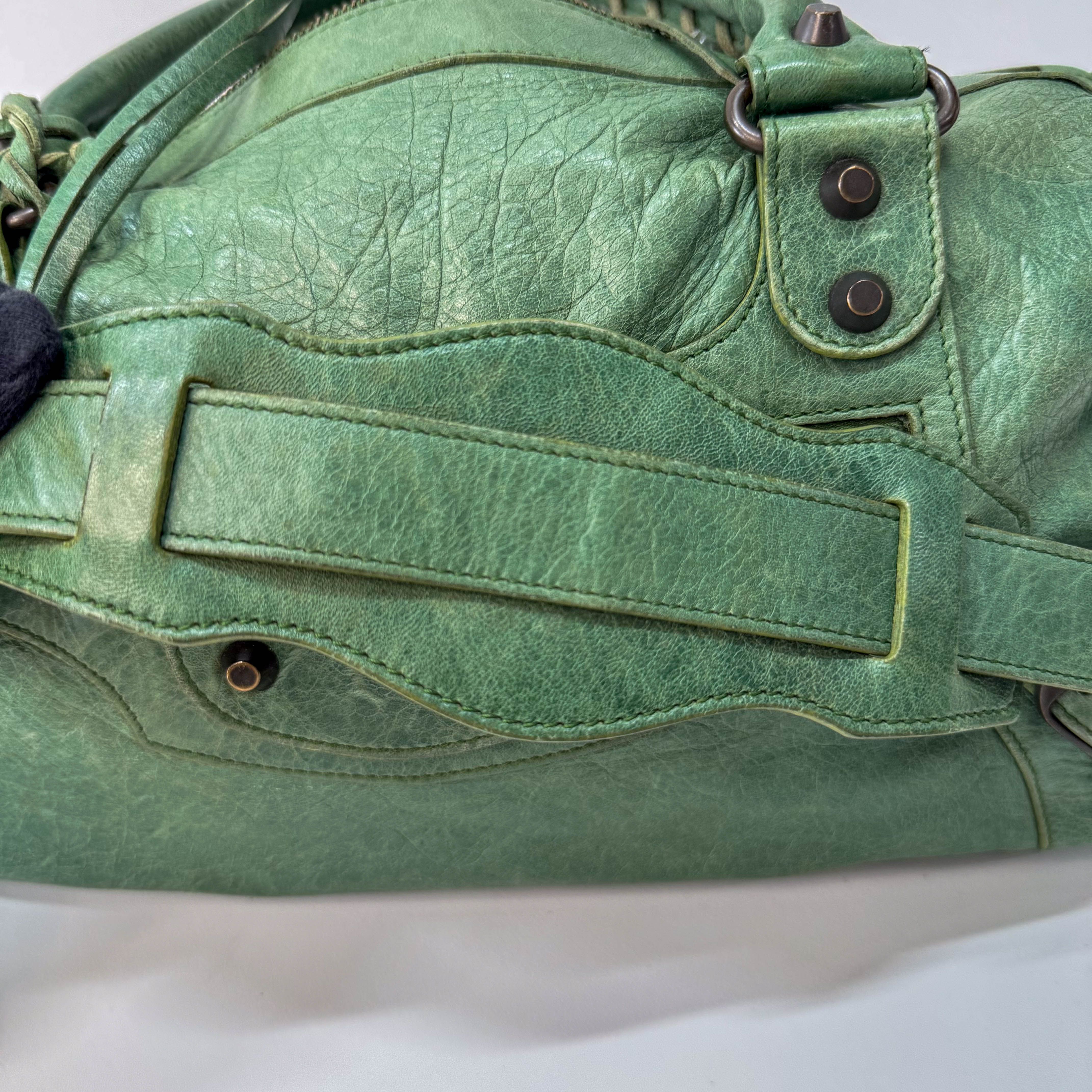 Motocross Twiggy Green Leather Bag