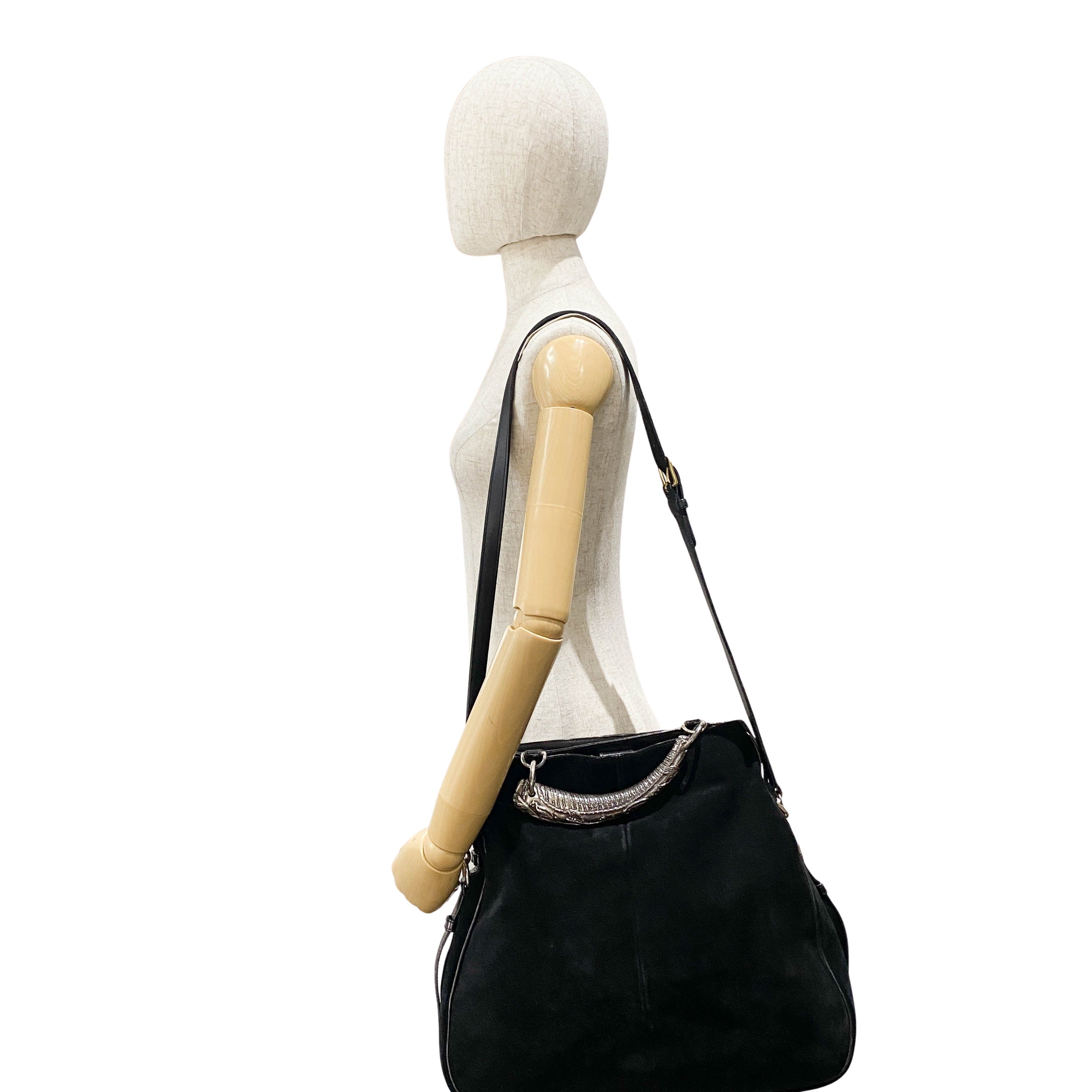Mombasa Black Suede Shoulder Bag