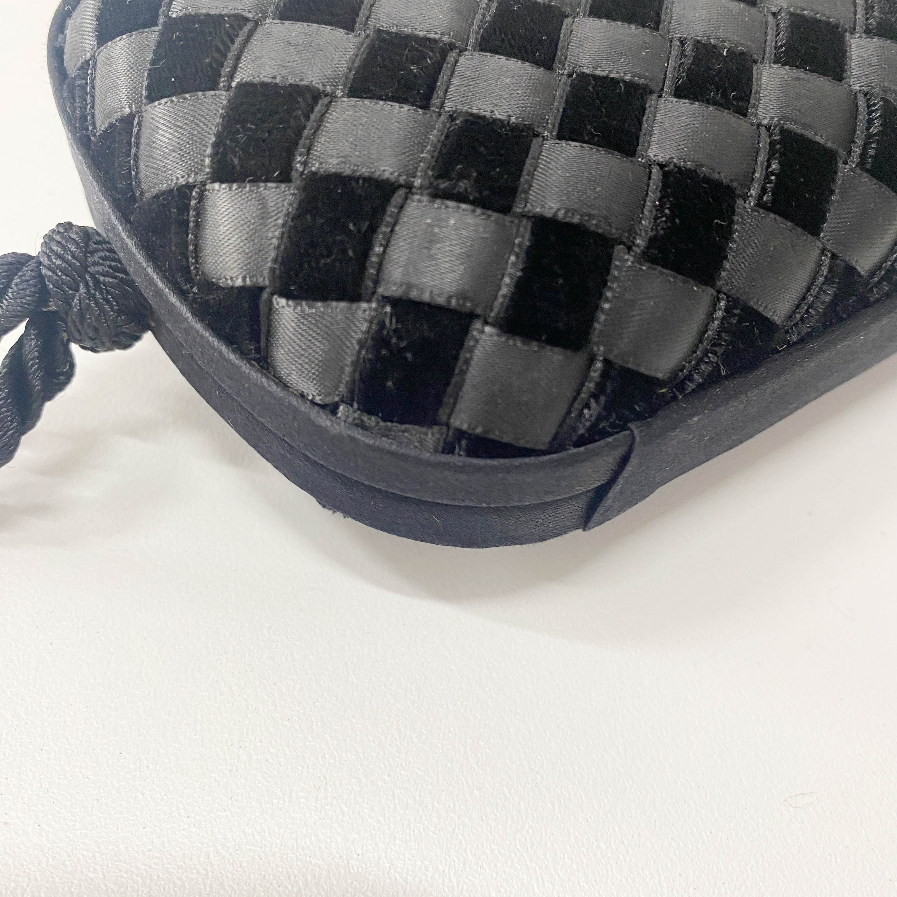 Intrecciato Mini Black Satin & Velvet Clutch Bag