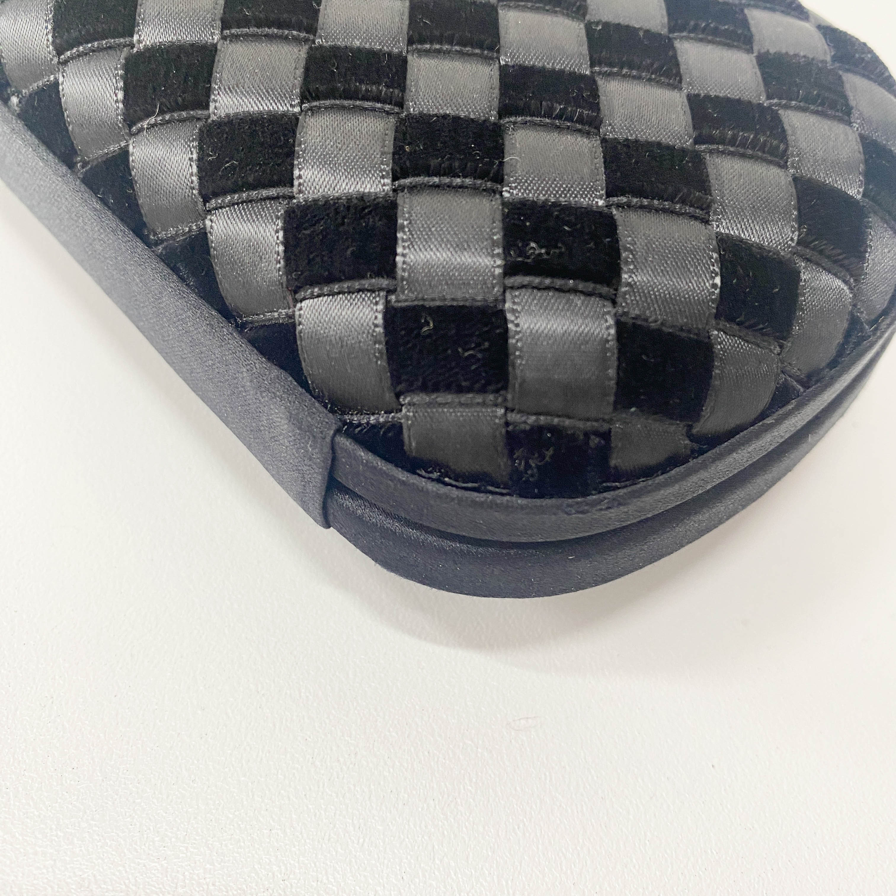 Intrecciato Mini Black Satin & Velvet Clutch Bag