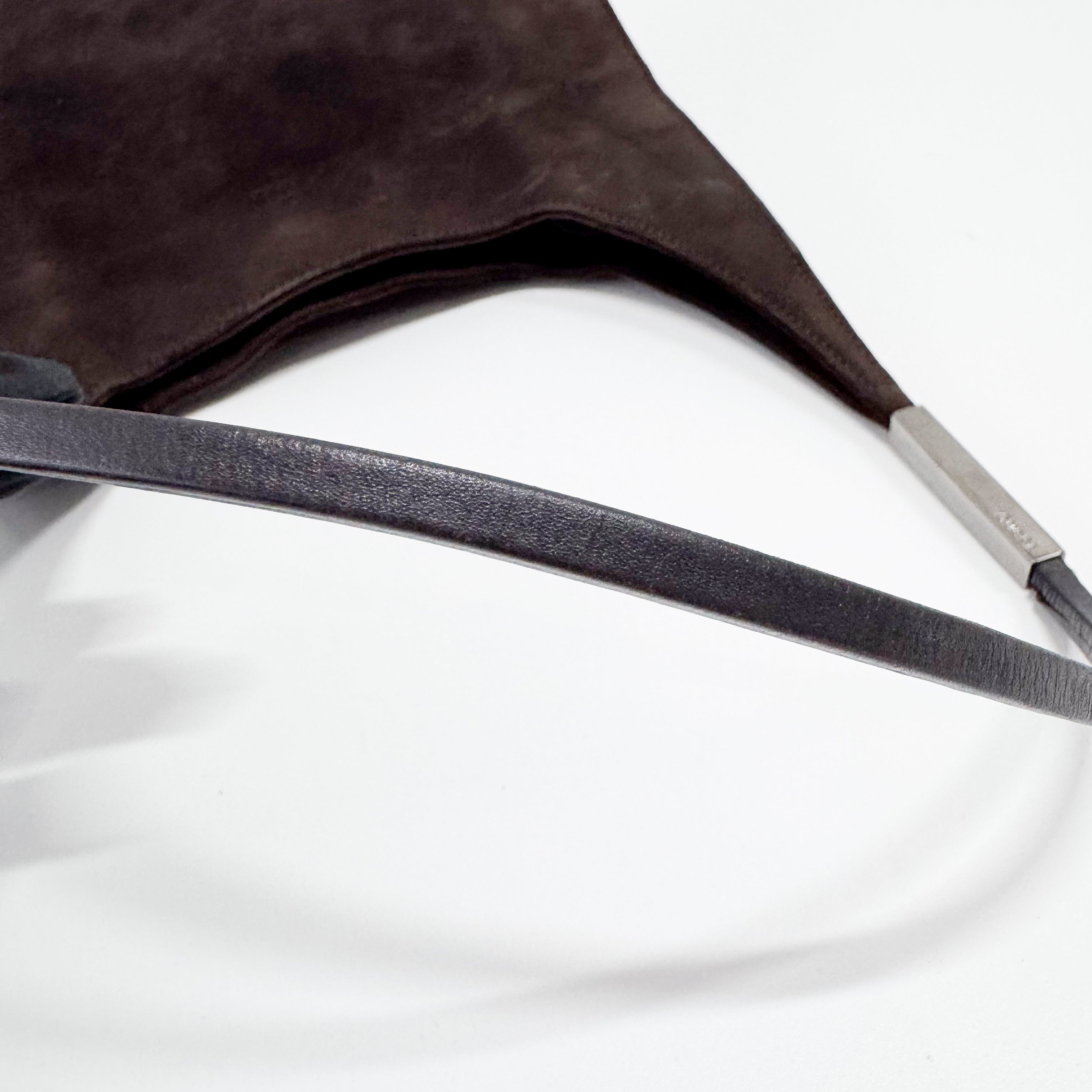 Suede Brown Hobo Shoulder Bag