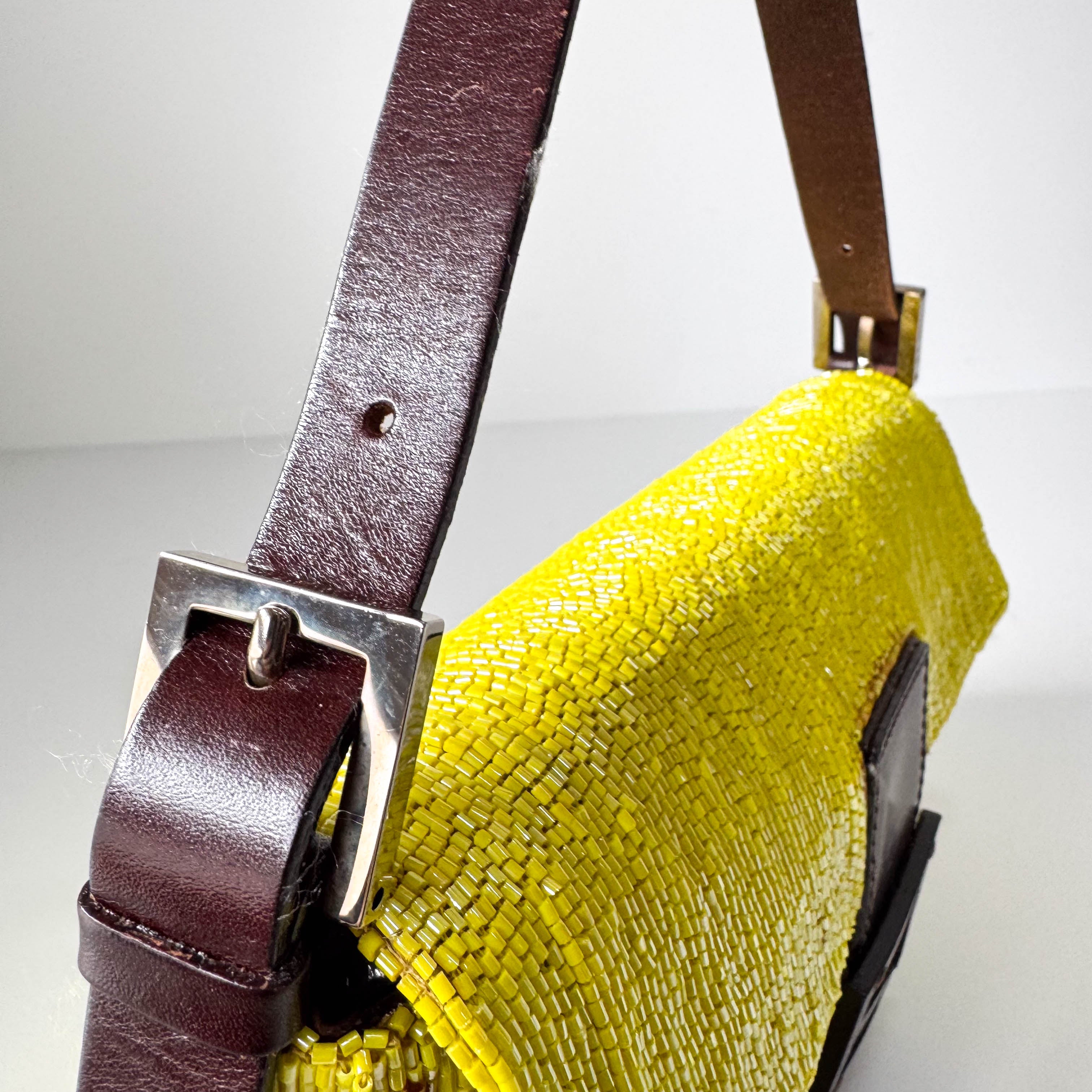 Baguette Yellow Beaded Shoulder Bag