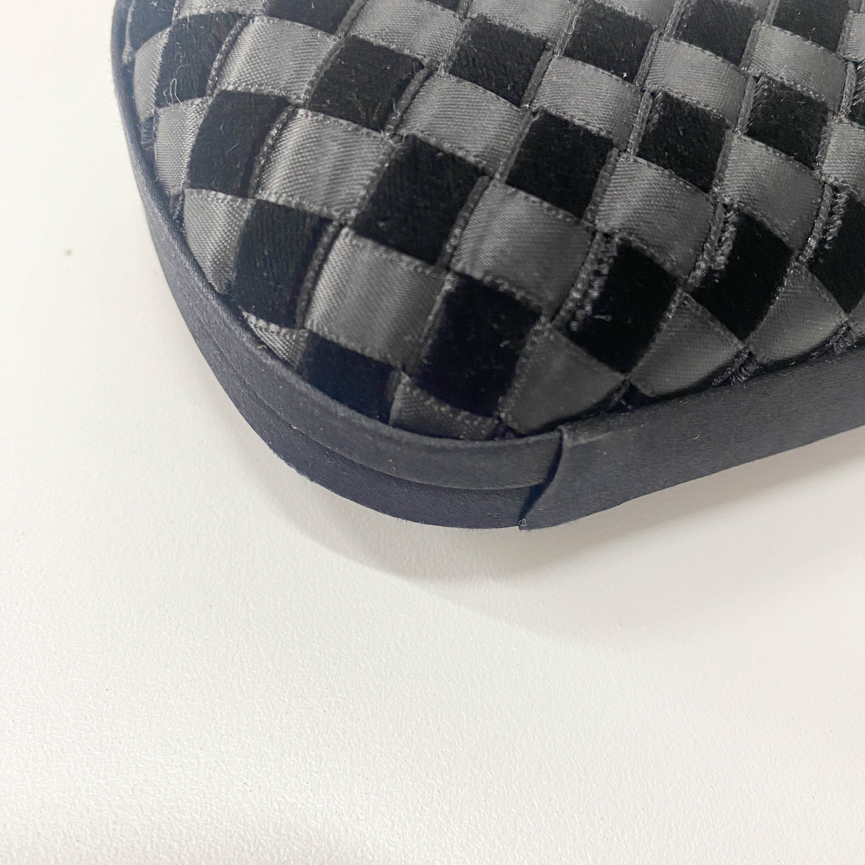 Intrecciato Mini Black Satin & Velvet Clutch Bag