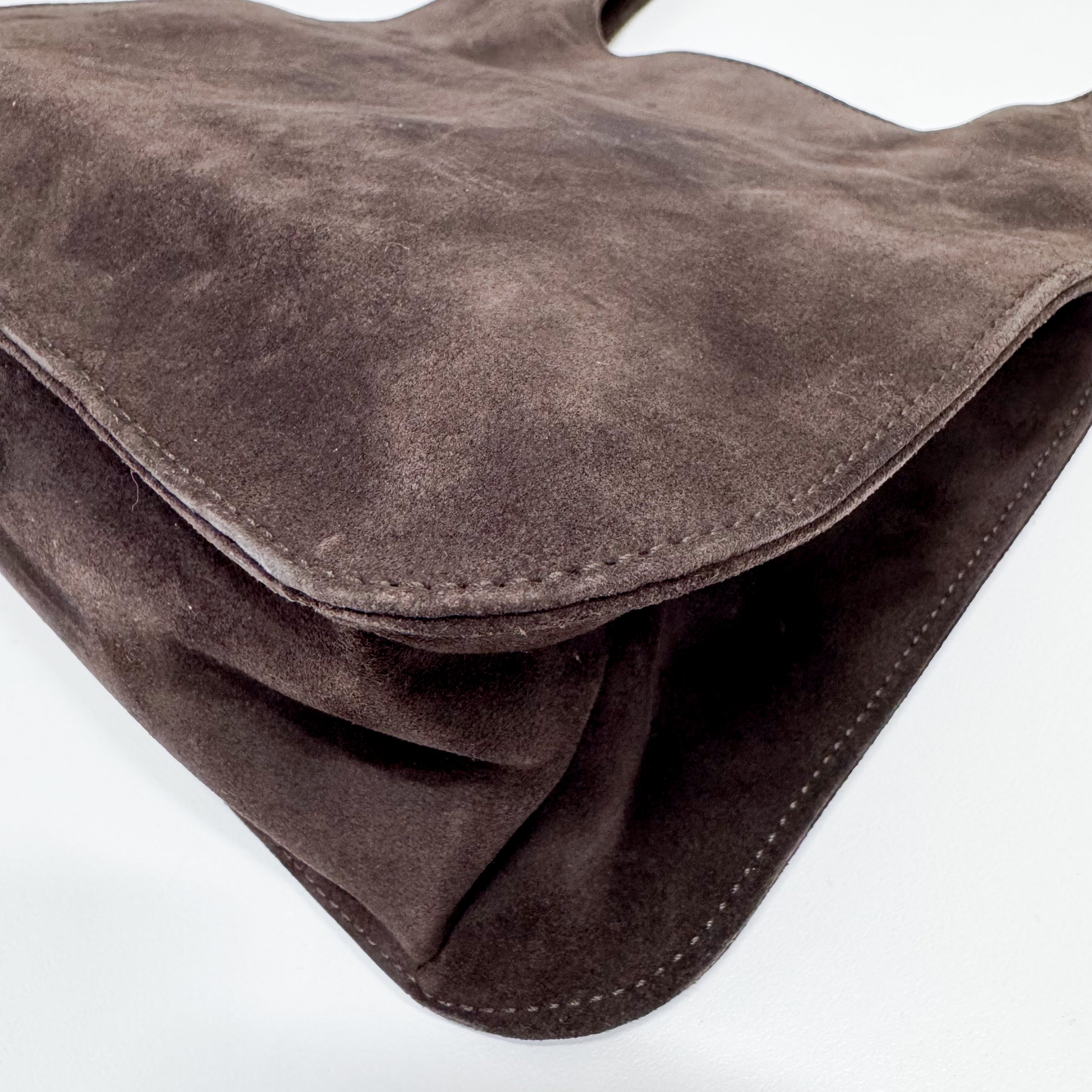 Suede Brown Hobo Shoulder Bag