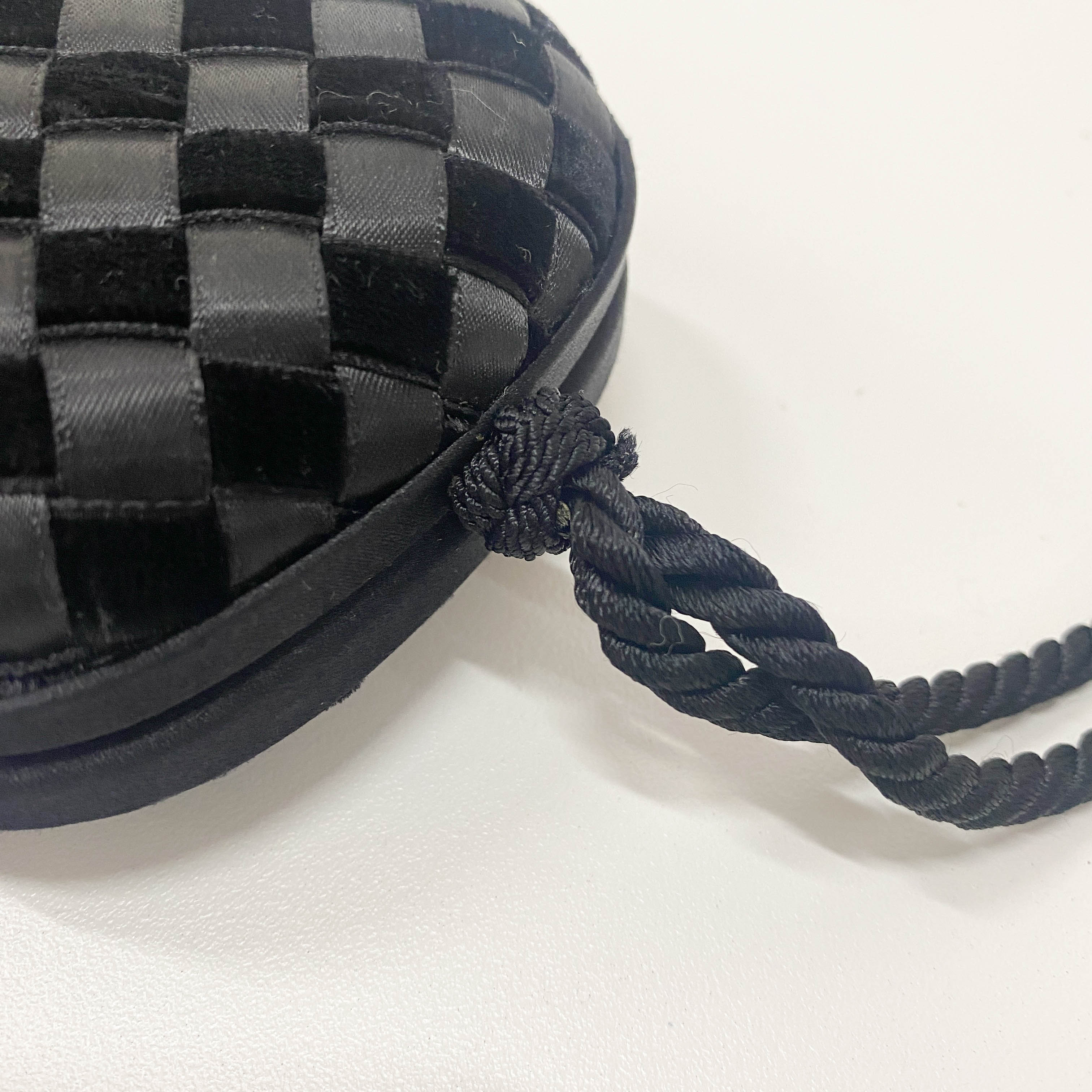 Intrecciato Mini Black Satin & Velvet Clutch Bag