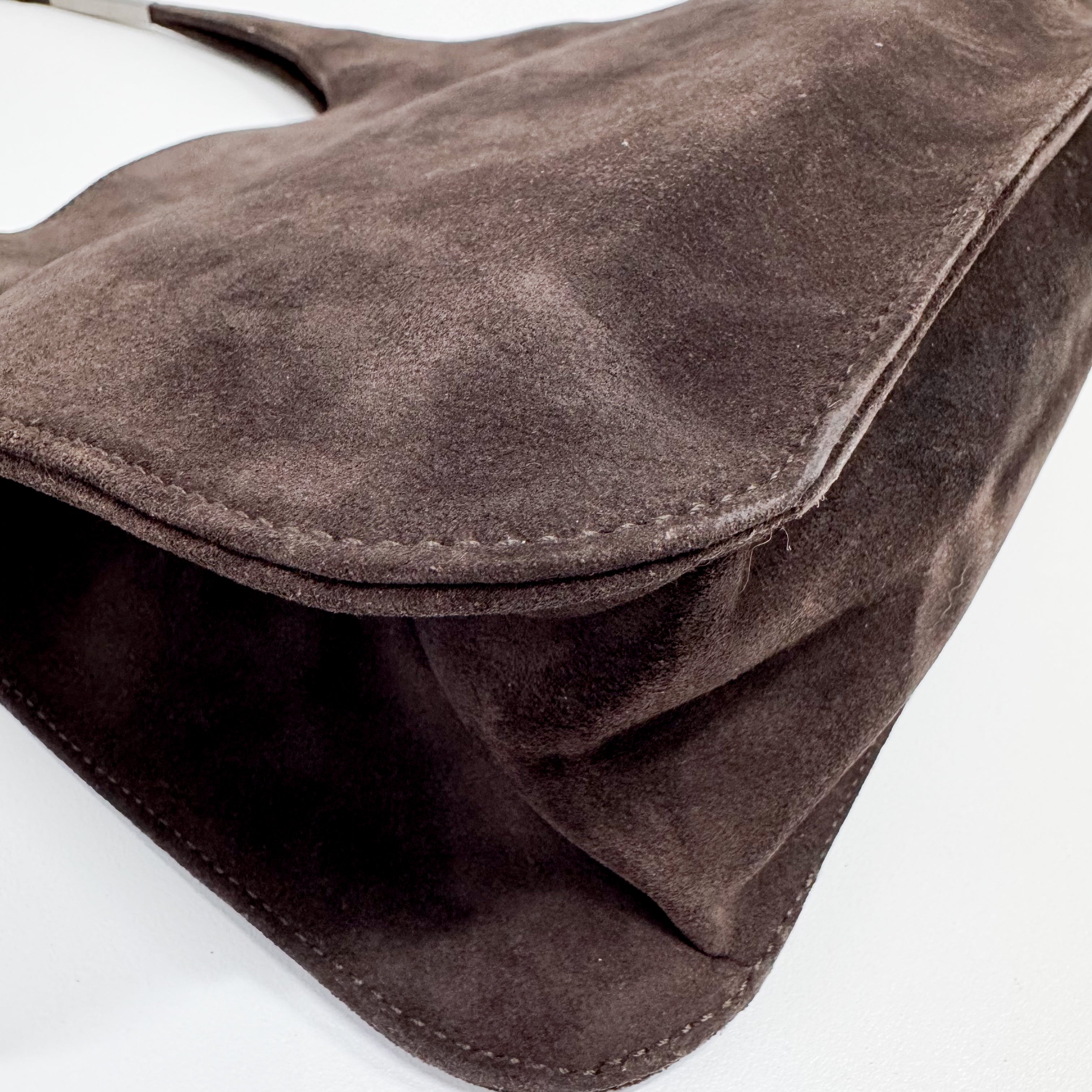 Suede Brown Hobo Shoulder Bag