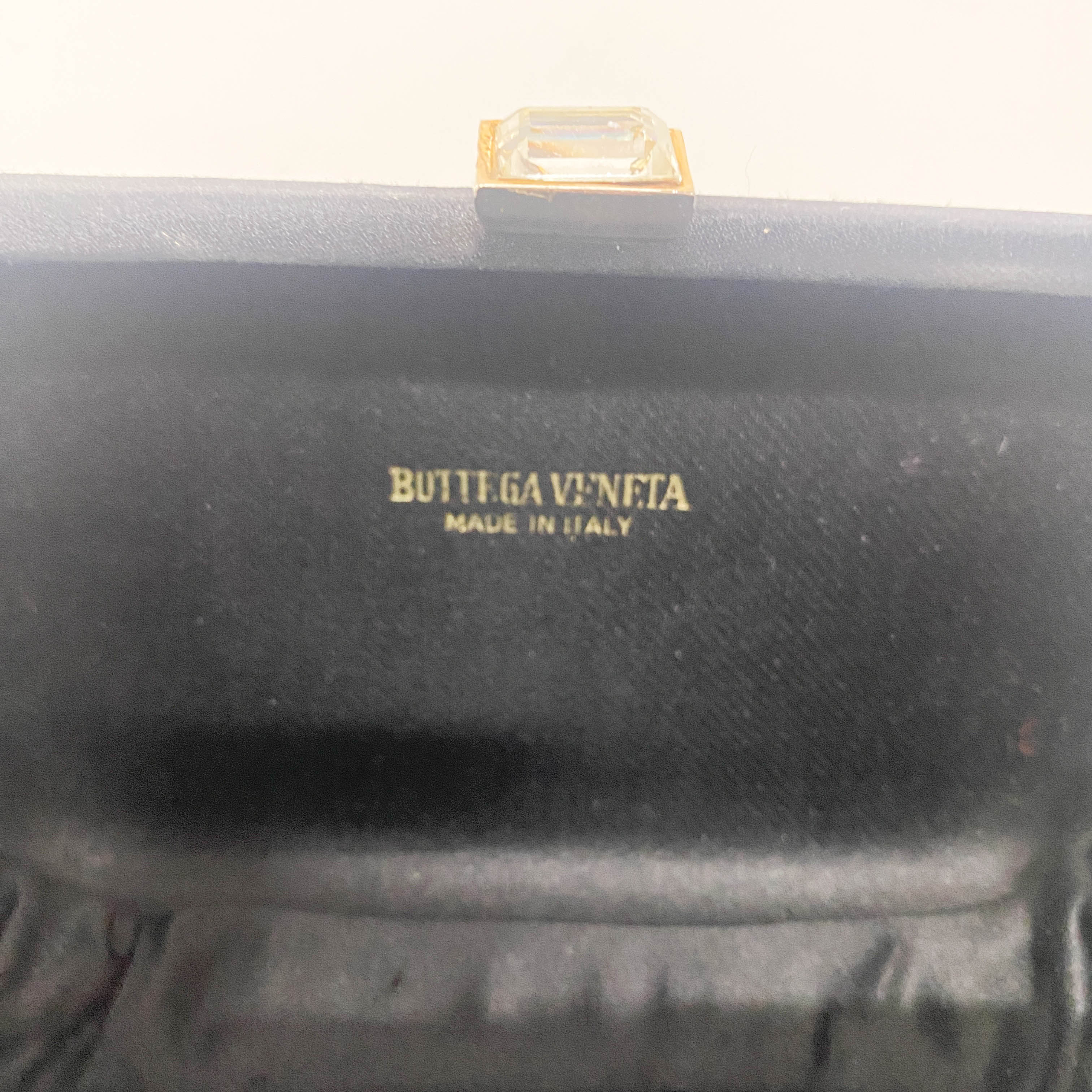 Intrecciato Mini Black Satin & Velvet Clutch Bag