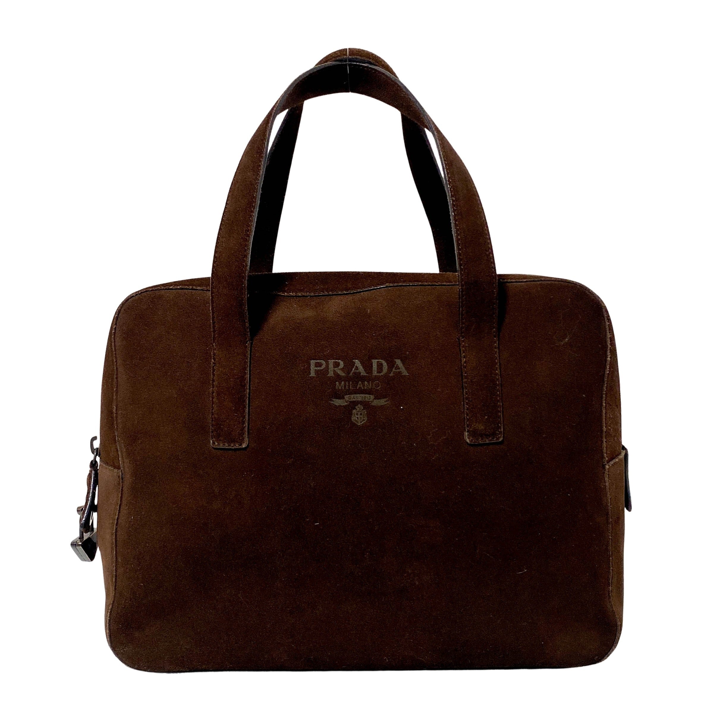 Horizontal Brown Suede Hand Bag