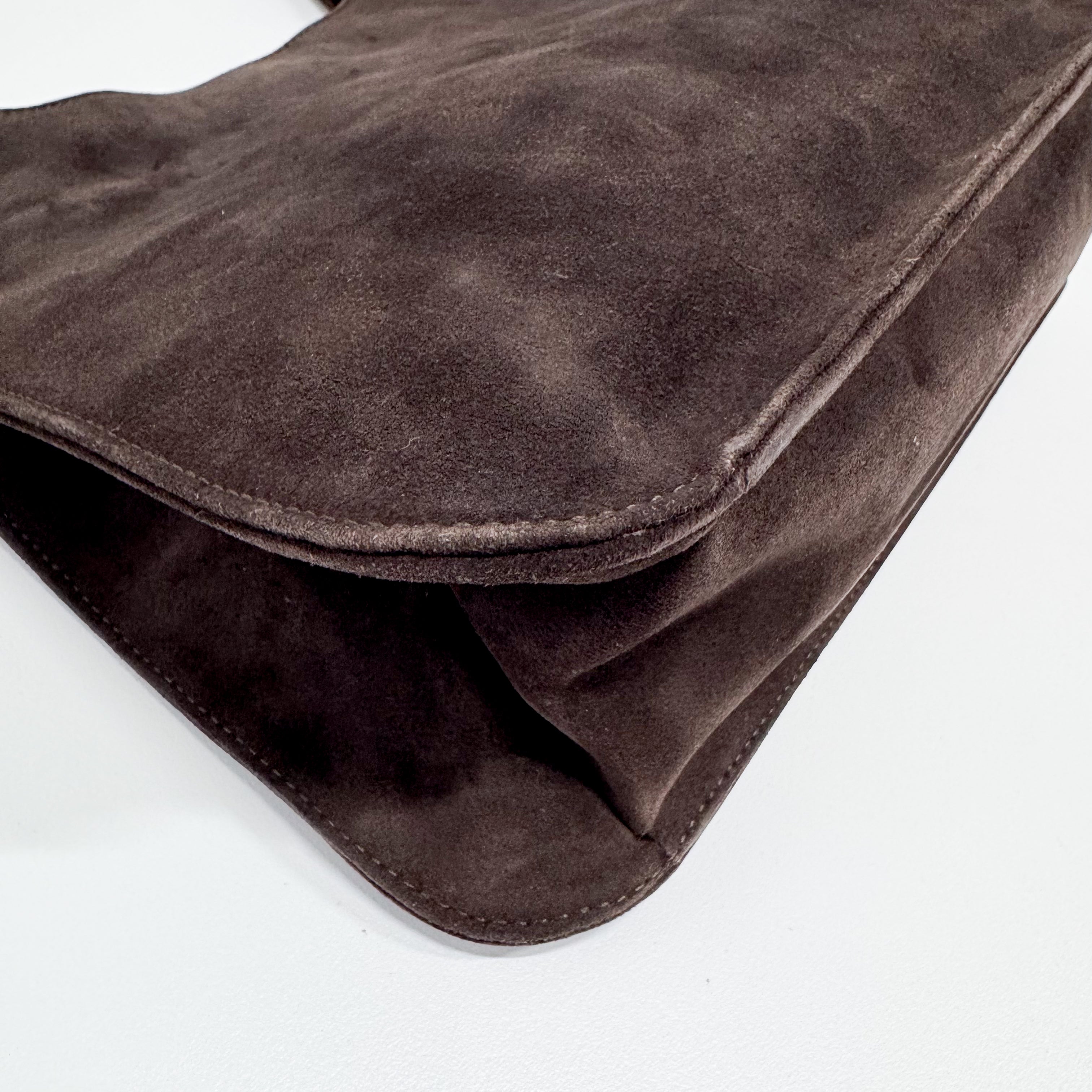 Suede Brown Hobo Shoulder Bag
