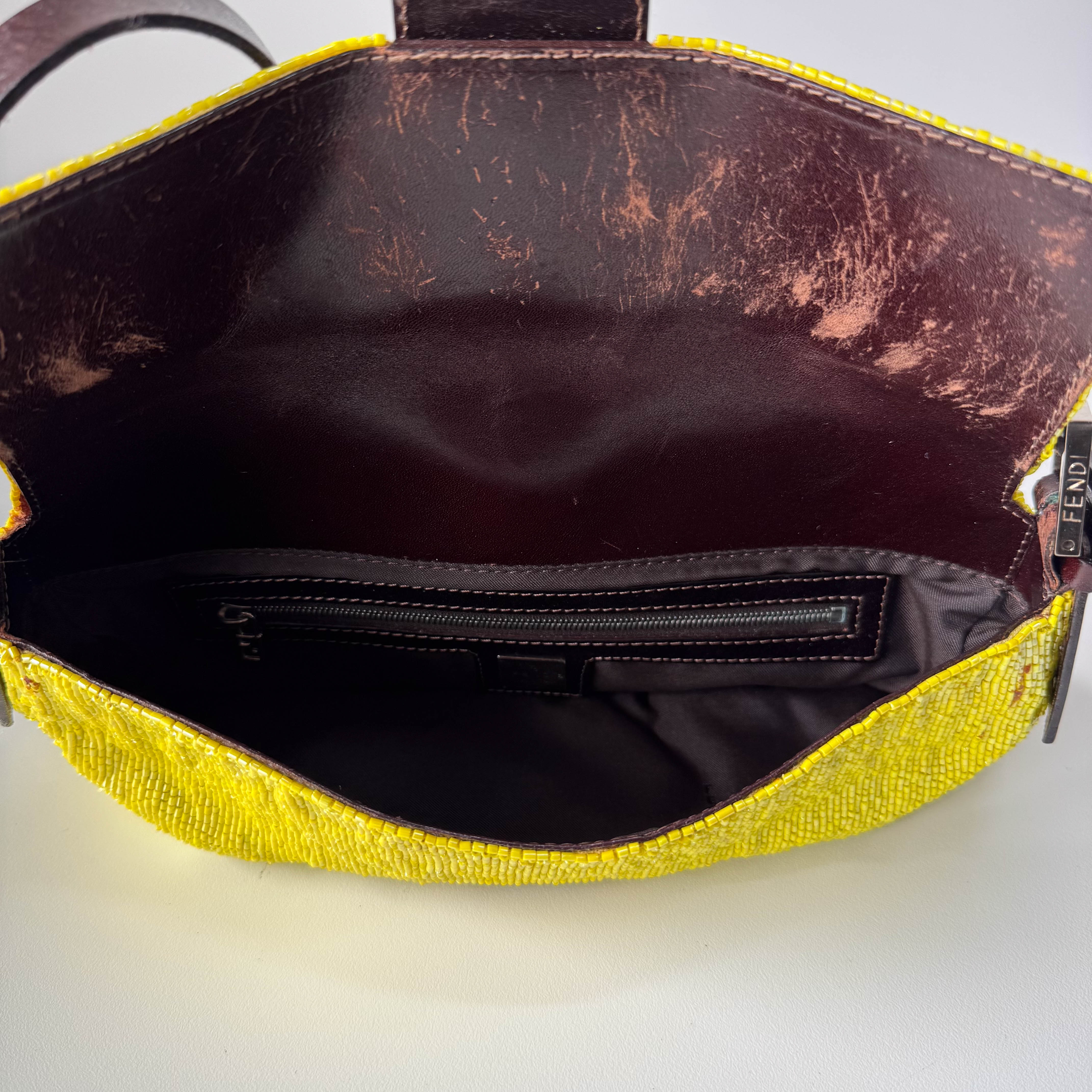 Baguette Yellow Beaded Shoulder Bag