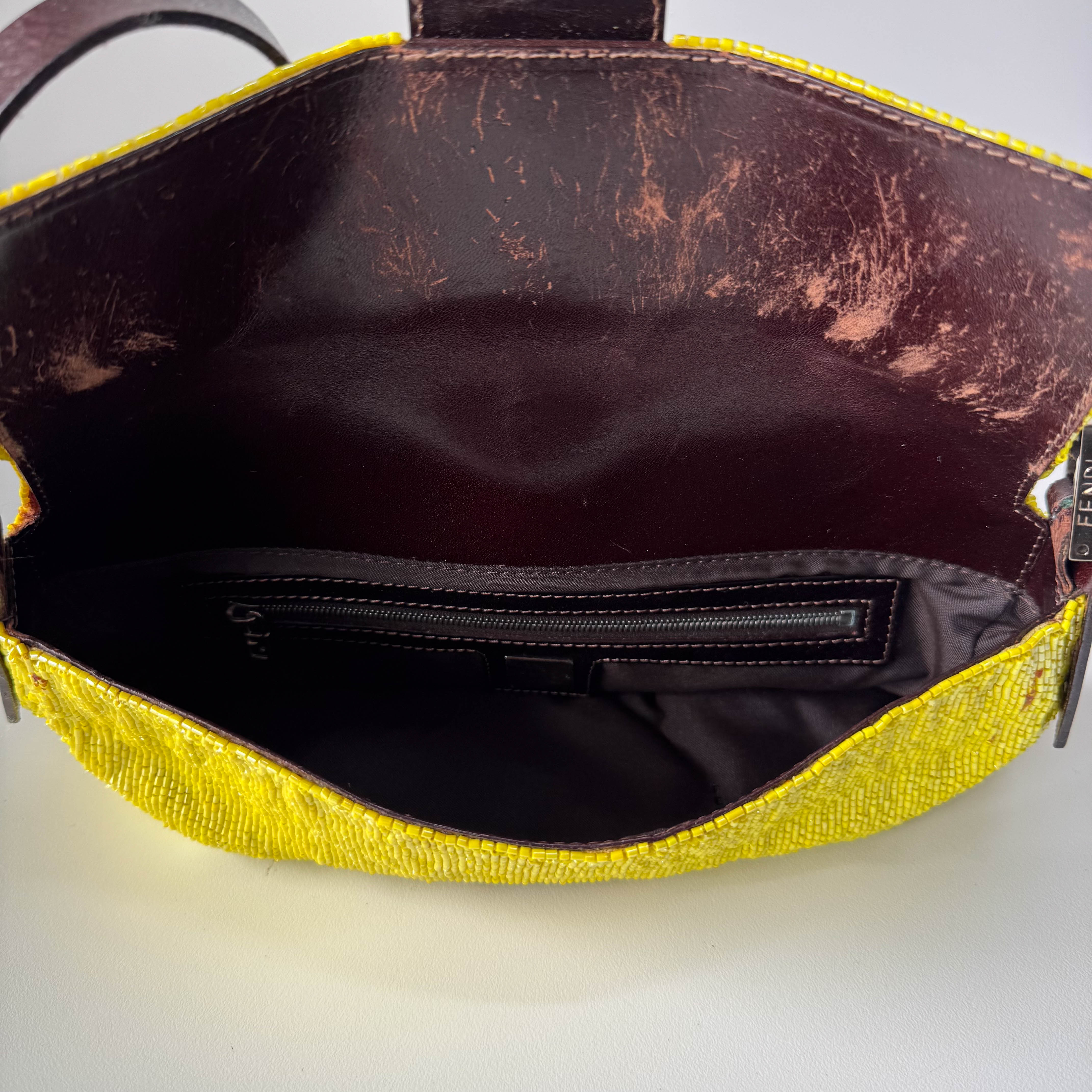 Baguette Yellow Beaded Shoulder Bag